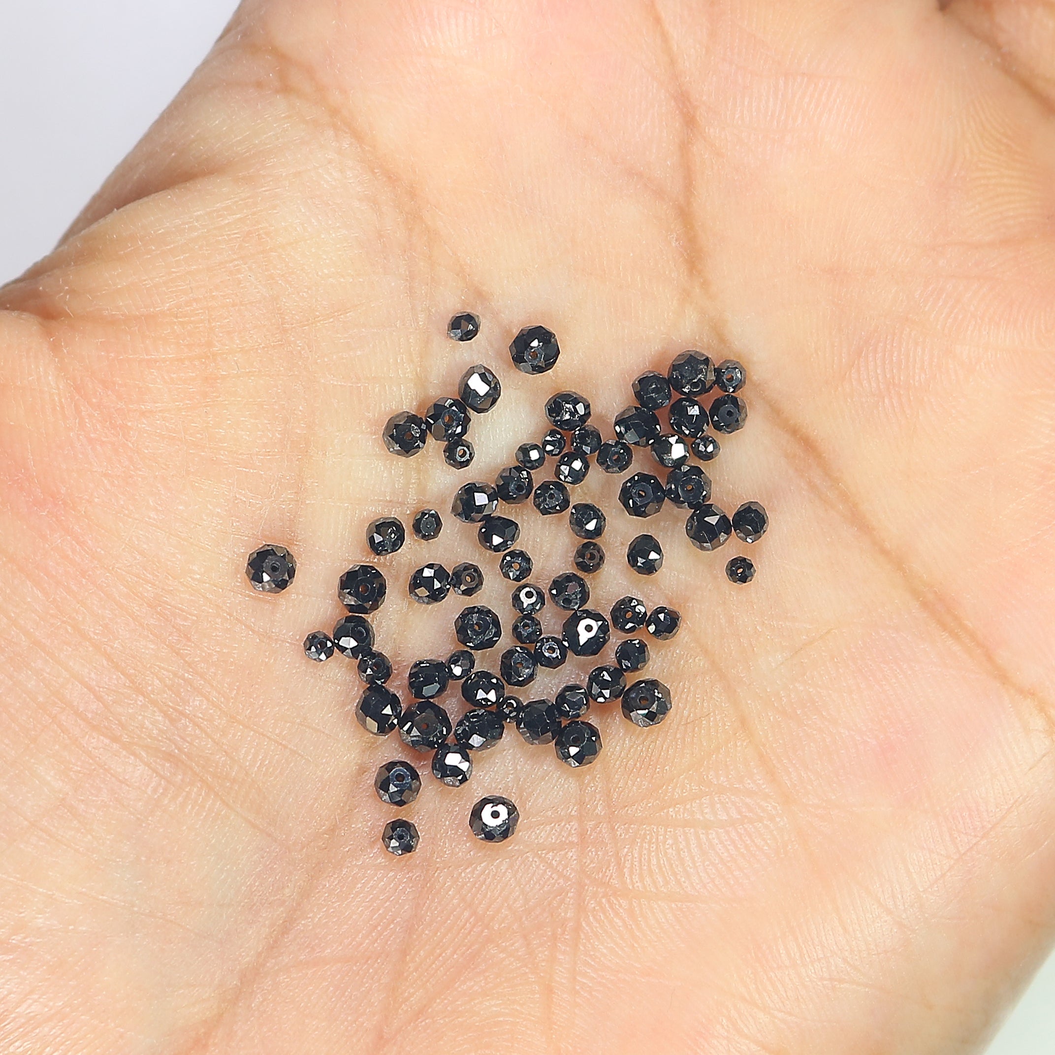 Natural Loose Bead Shape Diamond 1.50 to 3.10 MM Natural Black Color Bead Diamond 20 PCS Lot Round Bead Cut Diamond Q157