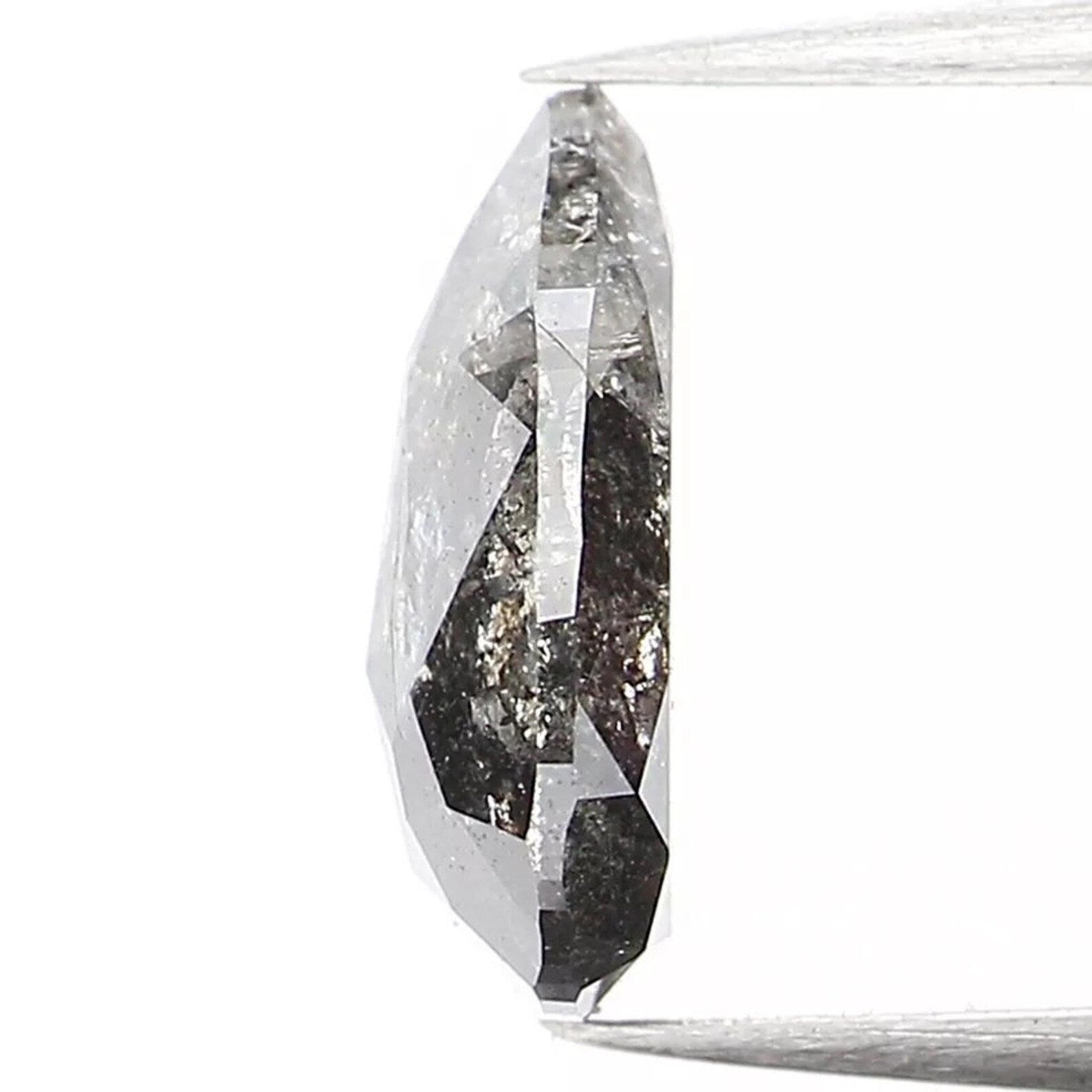 0.86 CT Natural Loose Pear Shape Diamond Salt And Pepper Diamond 8.00 MM Natural Loose Diamond Black Grey Color Pear Rose Cut Diamond QN1434