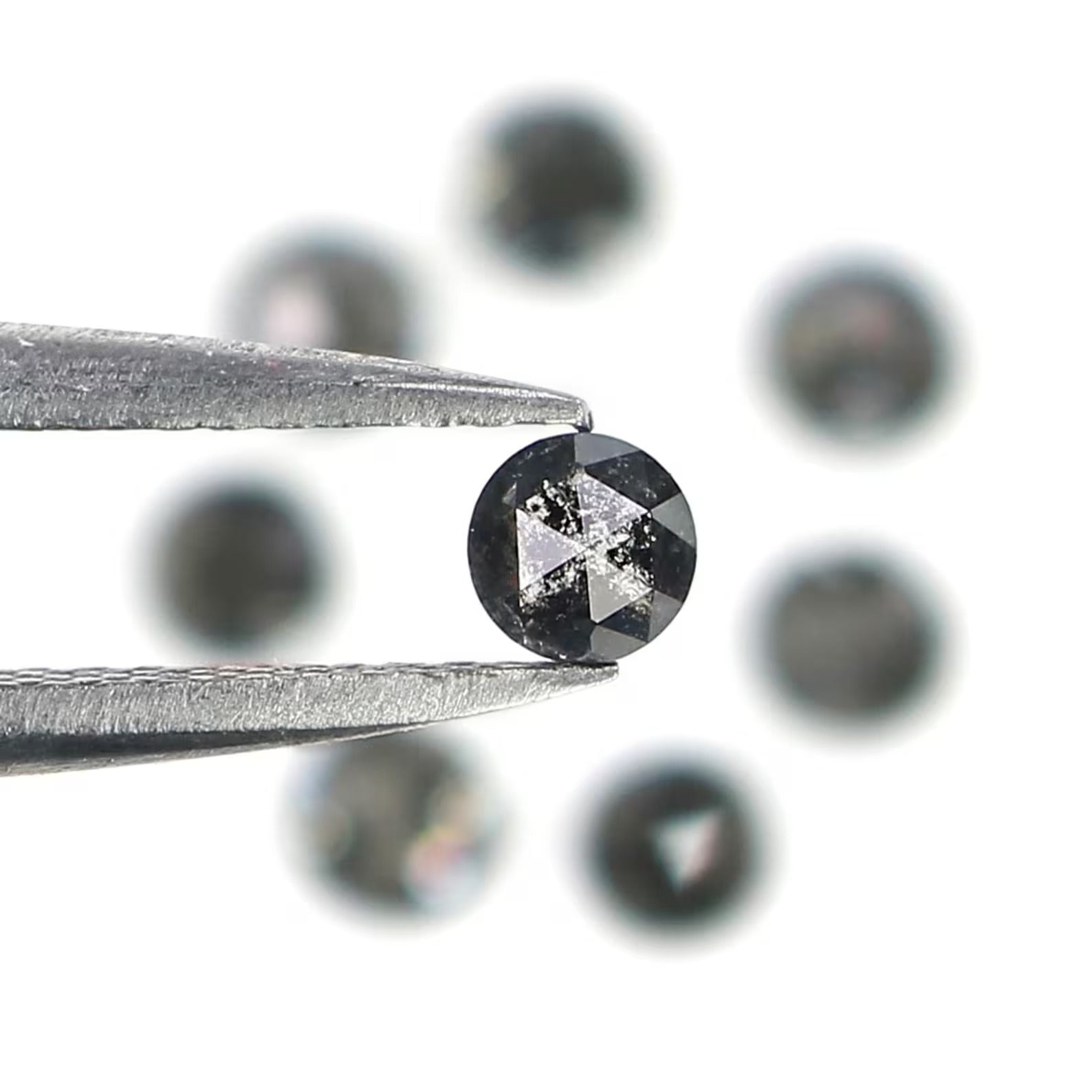 1.16 Ct Natural Loose Round Rose Cut Diamond Salt And Pepper Round Diamond 3.20 MM Natural Black Grey Color Round Rose Cut Diamond NQ1794