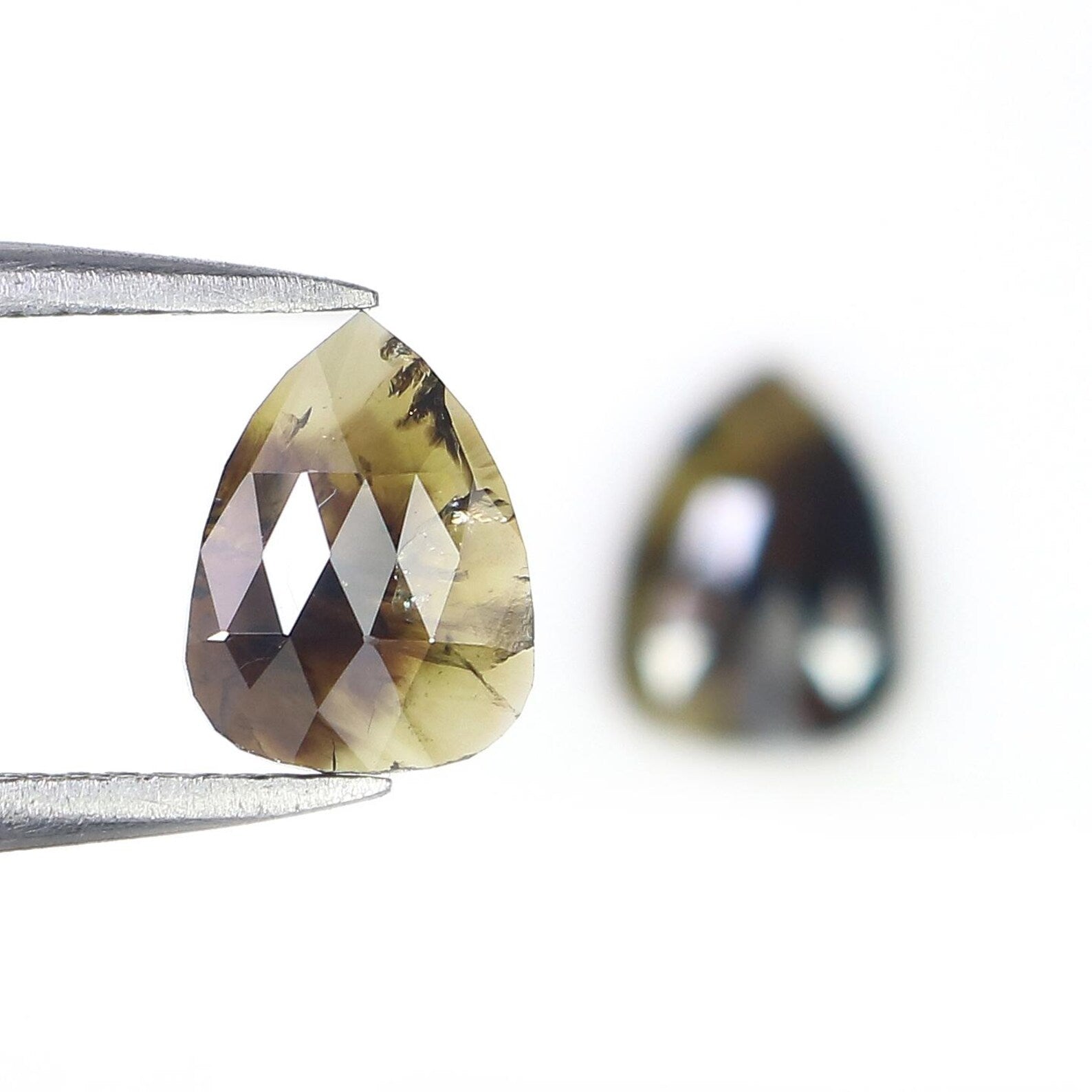 2.06 CT Natural Loose Pear Shape Pair Diamond Black Color Pear Cut Diamond 8.20 MM Natural Black Brown Color Pear Rose Cut Diamond NQ8226