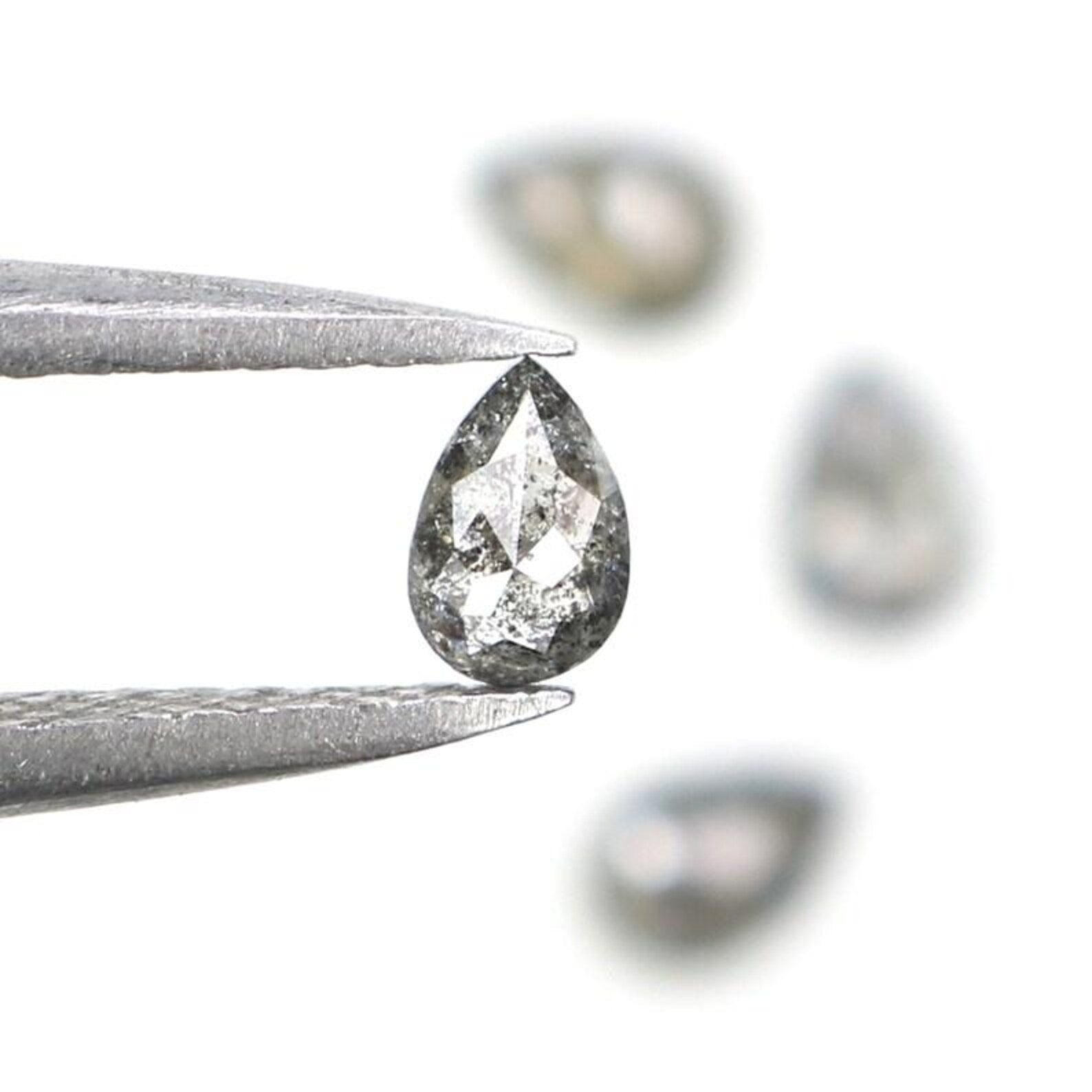 0.50 CT Natural Loose Pear Shape Diamond Salt And Pepper Pear Diamond 4.30 MM Natural Loose Black Grey Color Pear Rose Cut Diamond NQ2412