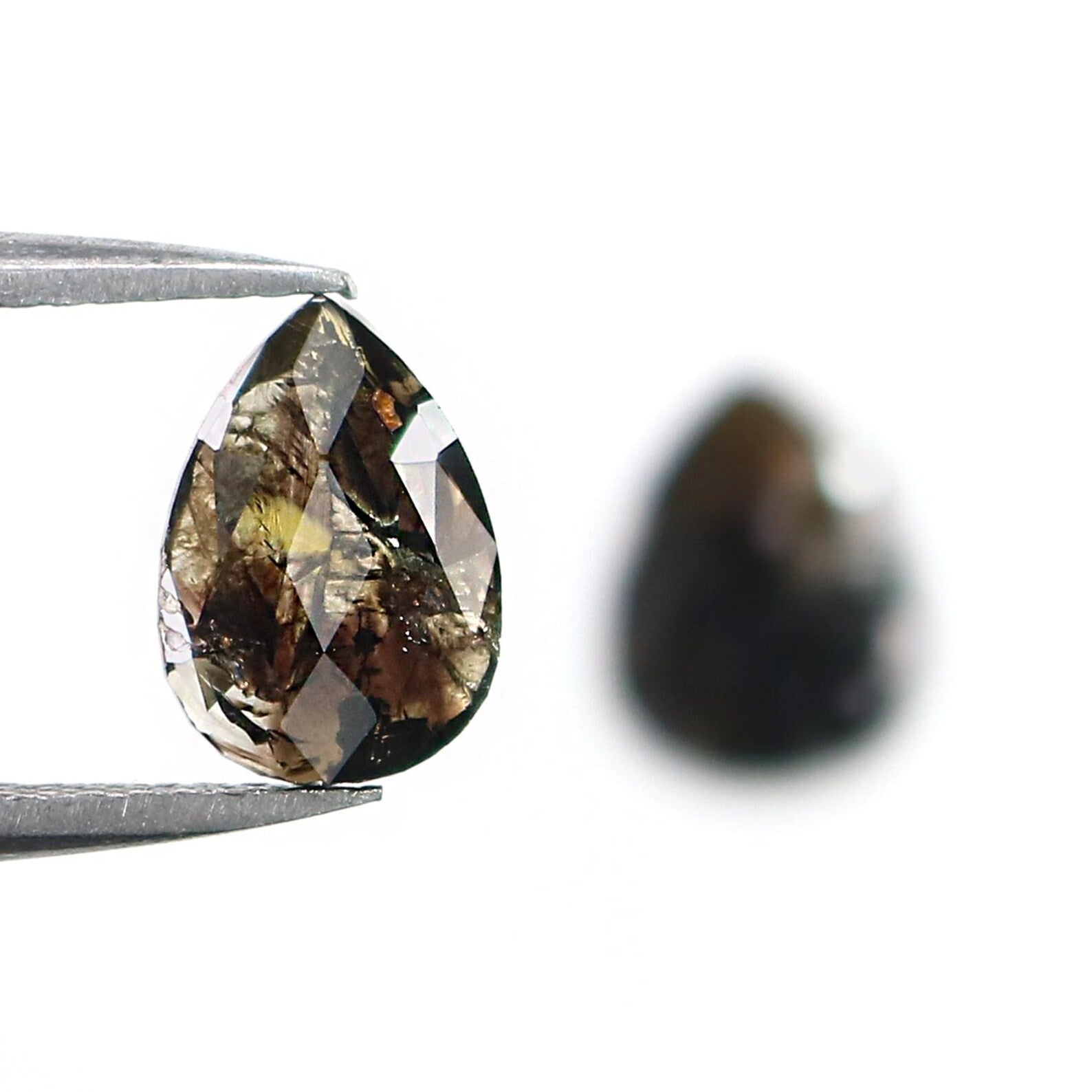 1.31 CT Natural Loose Pear Cut Pair Diamond Black Color Pear Shape Diamond 8.60 MM Natural Diamond Brown Color Pear Rose Cut Diamond NQ2548