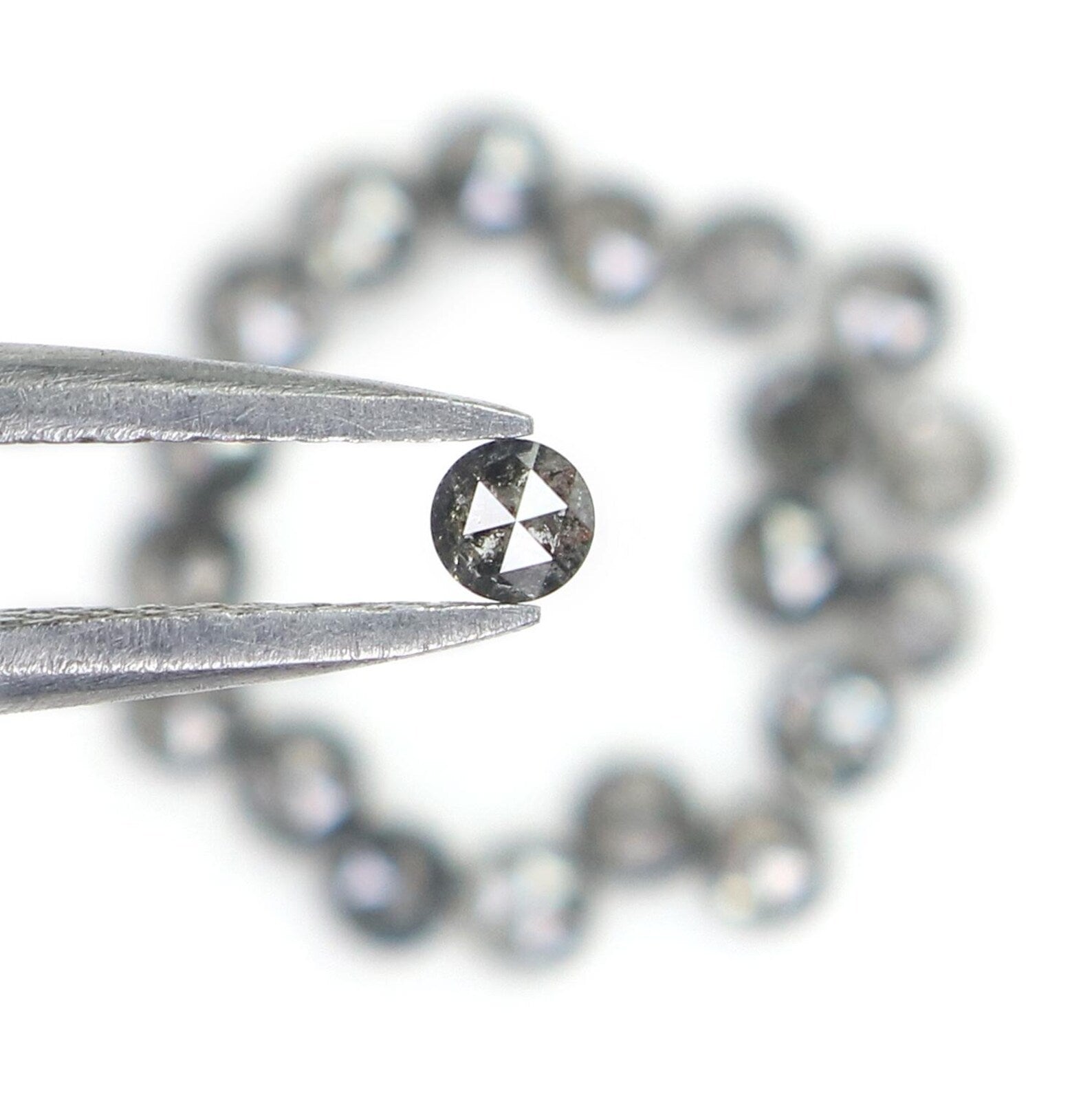 1.05 CT Natural Loose Round Shape Diamond Salt And Pepper Round Diamond 2.30 MM Natural Loose Black Grey Color Round Rose Cut Diamond NQ1840