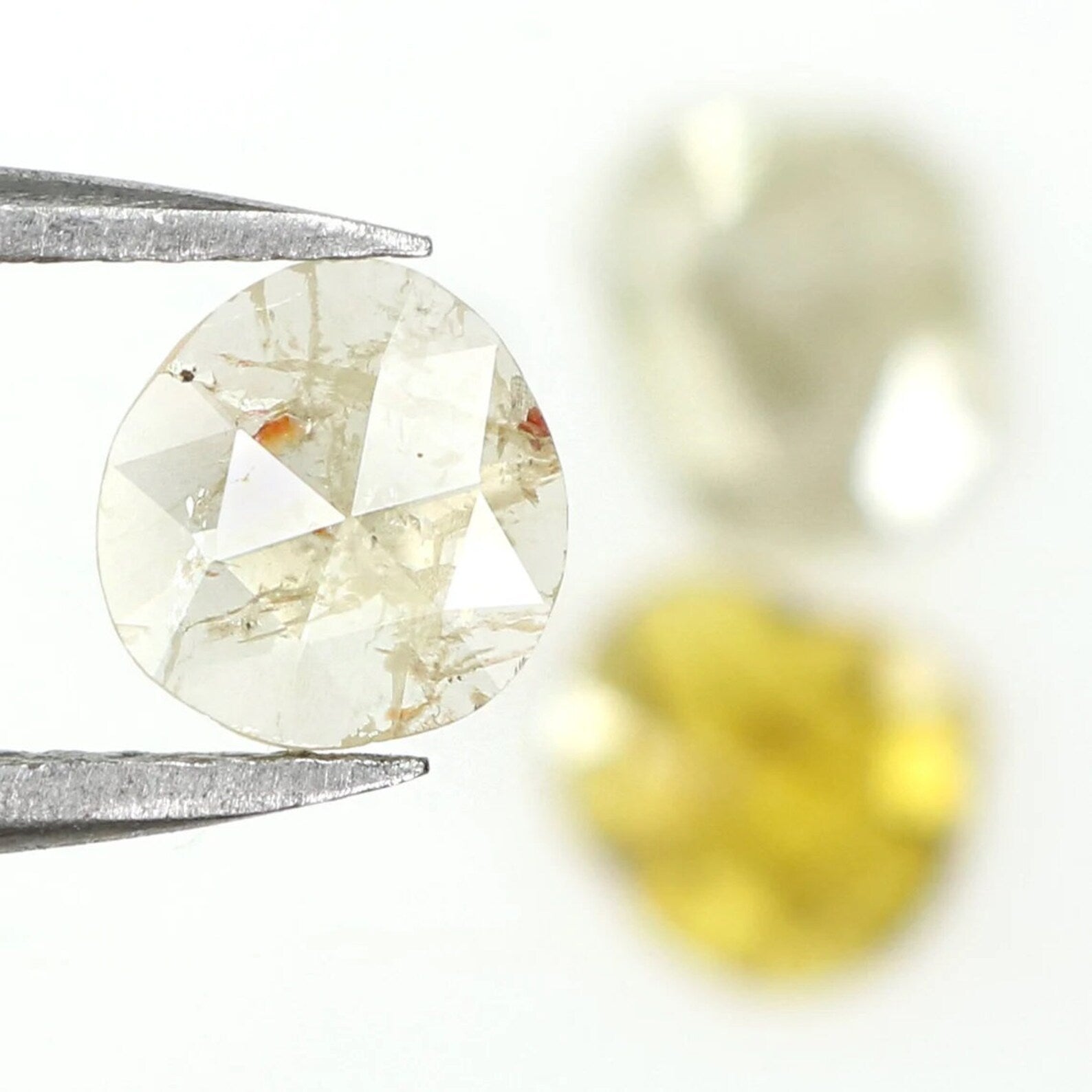 1.04 CT Natural Loose Slice Shape Diamond Yellow Grey Color Slice Diamond 6.05 MM Slice Diamond Irregular Cut Slice Rose Cut Diamond NQ1678