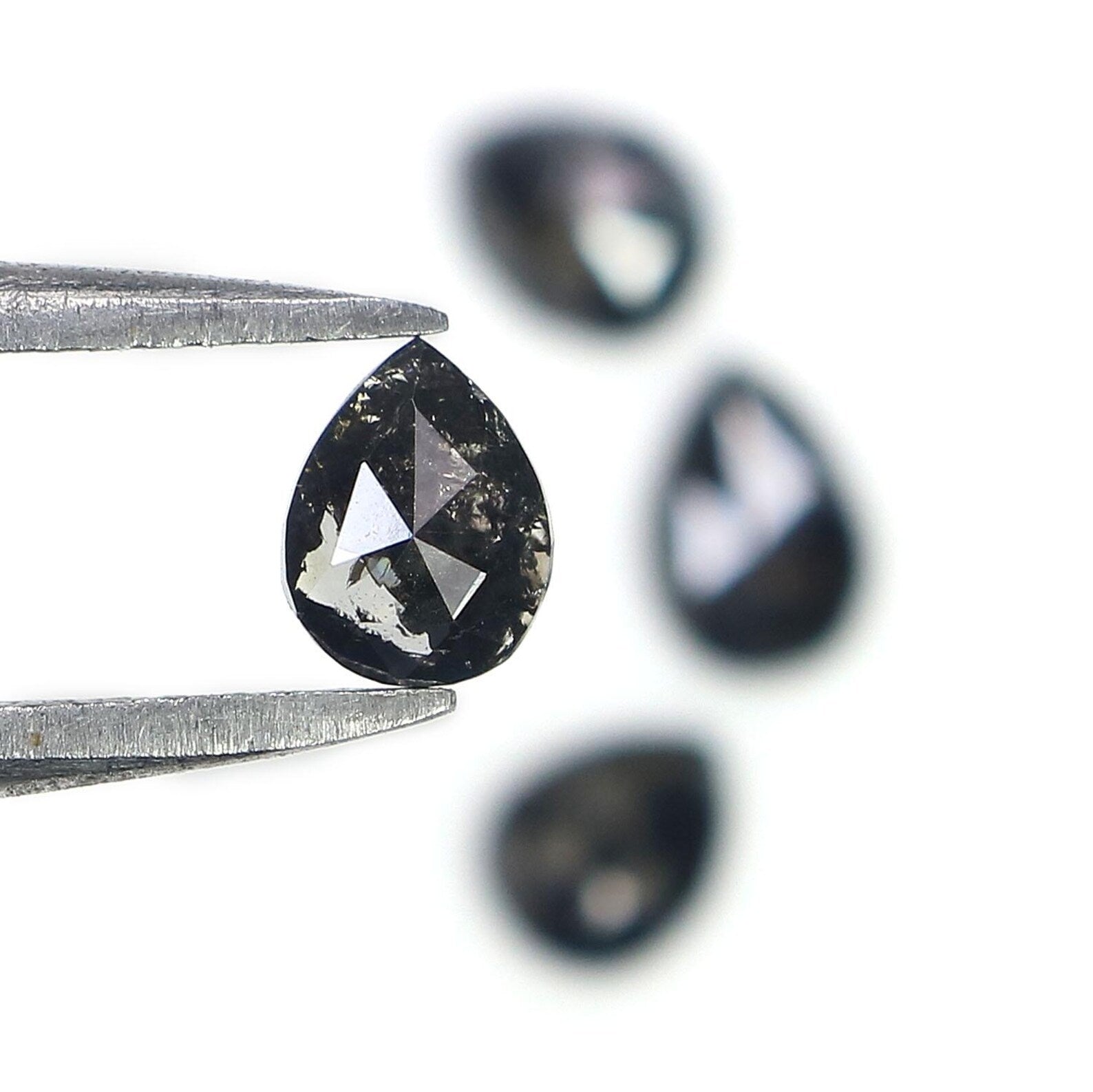 1.11 CT Natural Loose Pear Shape Diamond Black Color Pear Cut Diamond 4.80 MM Natural Loose Diamond Black Color Pear Rose Cut Diamond QN1673