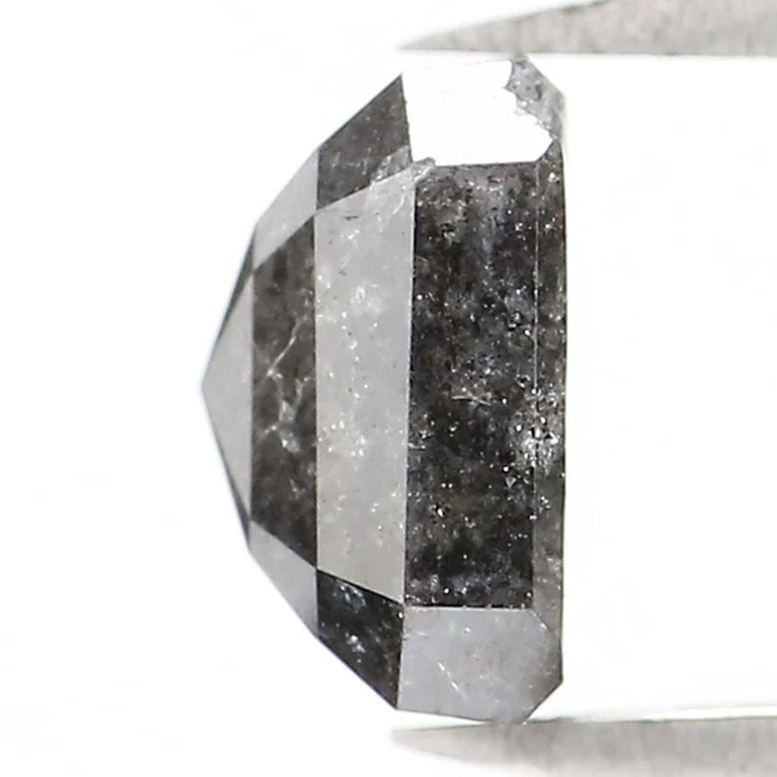 1.48 CT Natural Loose Radiant Shape Diamond Salt And Pepper Radiant Diamond 6.30 MM Natural Black Grey Color Radiant Rose Cut Diamond NQ1596