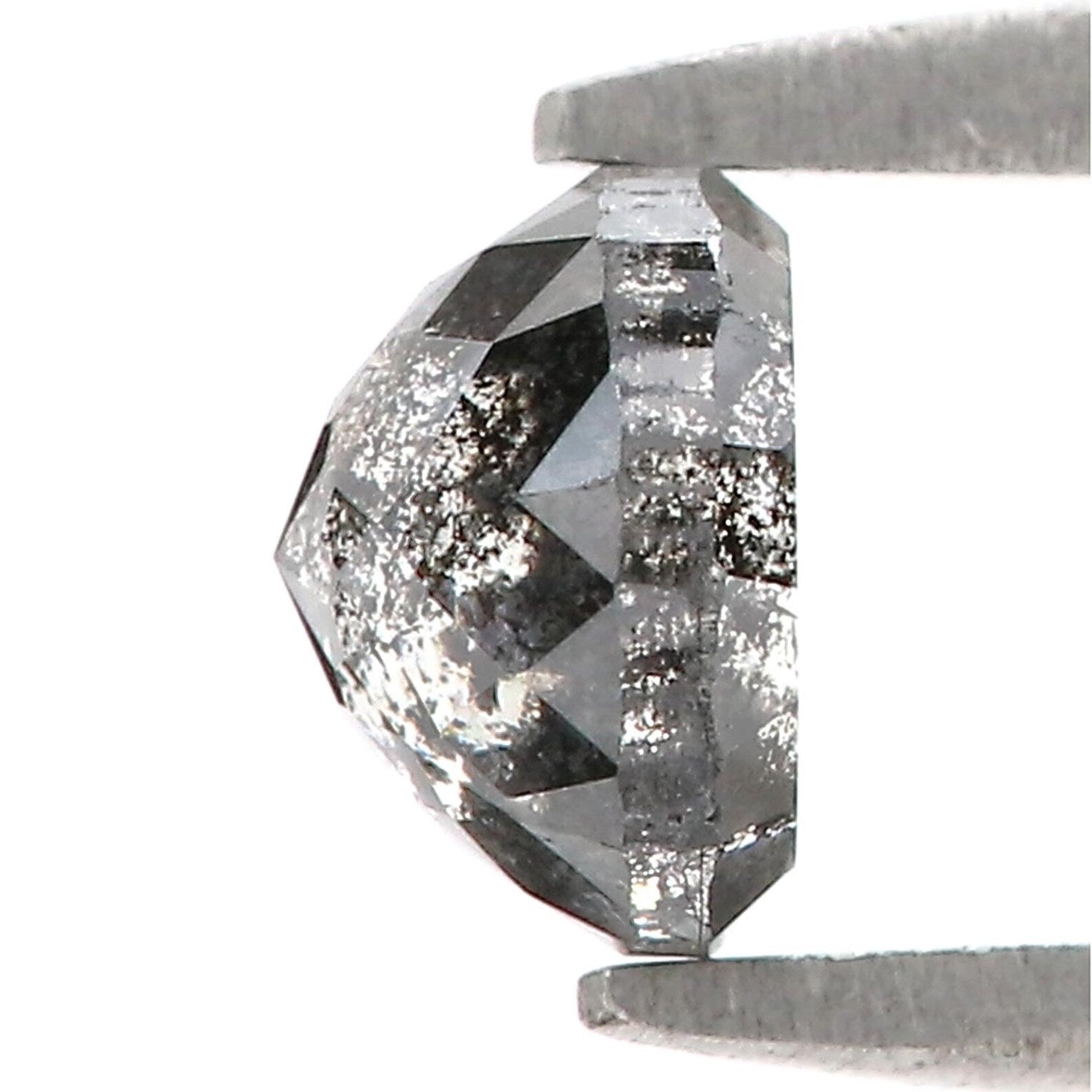 0.83 Ct Natural Loose Round Rose Cut Diamond Salt And Pepper Diamond 5.30 MM Natural Black Gray Color Round Rose Cut Diamond QN9672