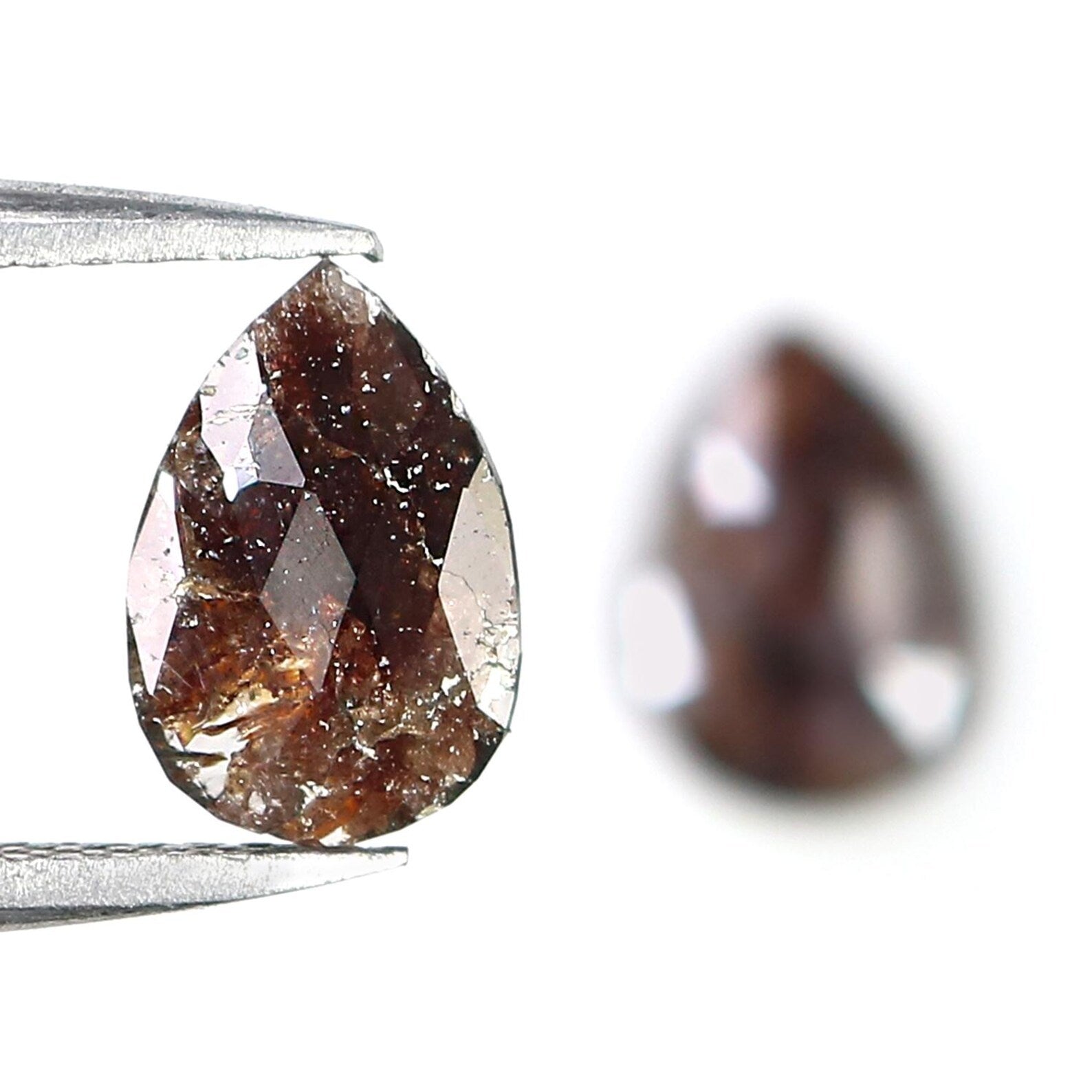 1.57 CT Natural Loose Pear Cut Pair Diamond Brown Color Pear Shape Diamond 8.70 MM Natural Diamond Brown Color Pear Rose Cut Diamond NQ2546