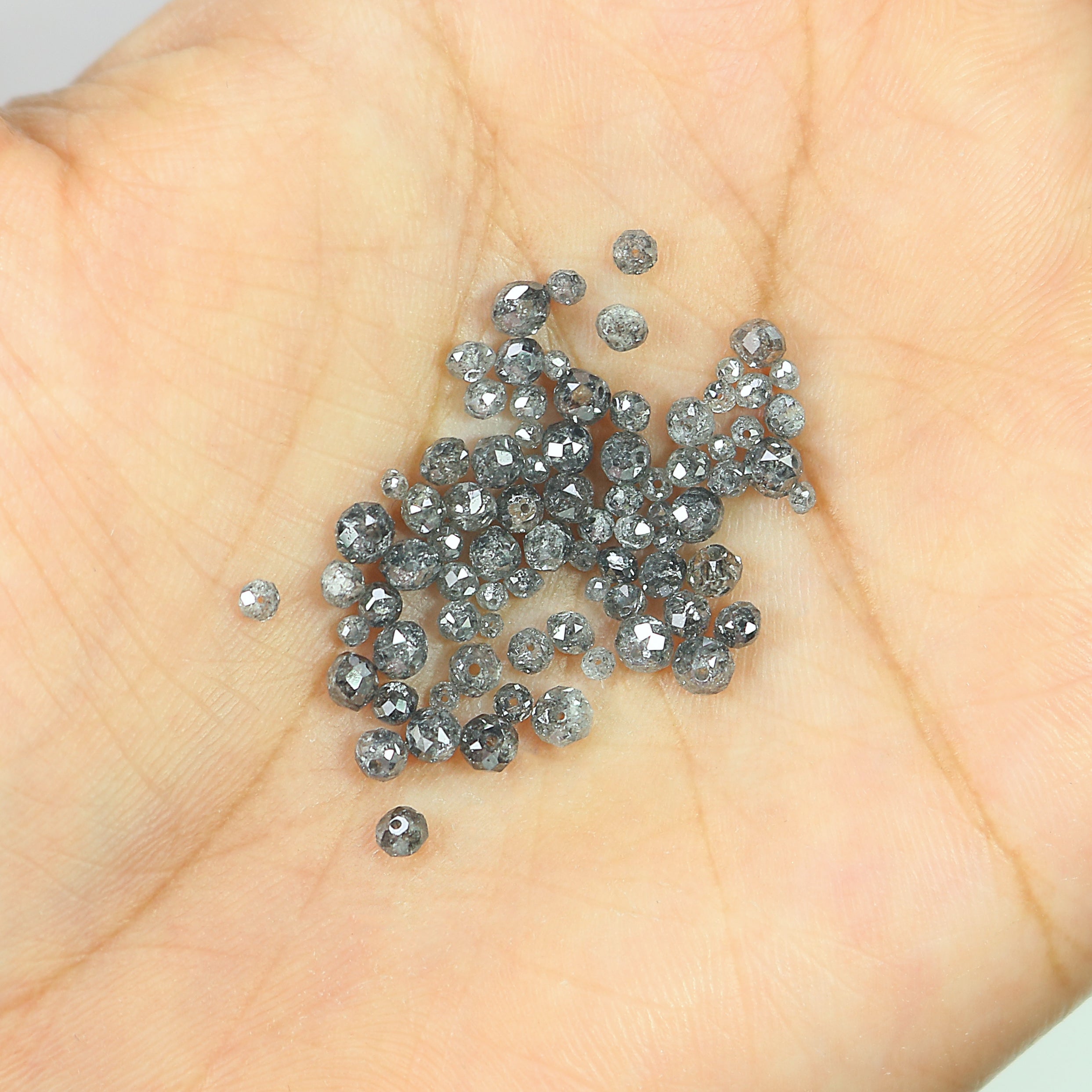 1.00 Ct scoop Natural Loose Bead Shape Diamond Salt And Pepper Bead Cut Diamond 1.50 to 3.10 MM Natural Black Grey Color Bead Diamond Q53