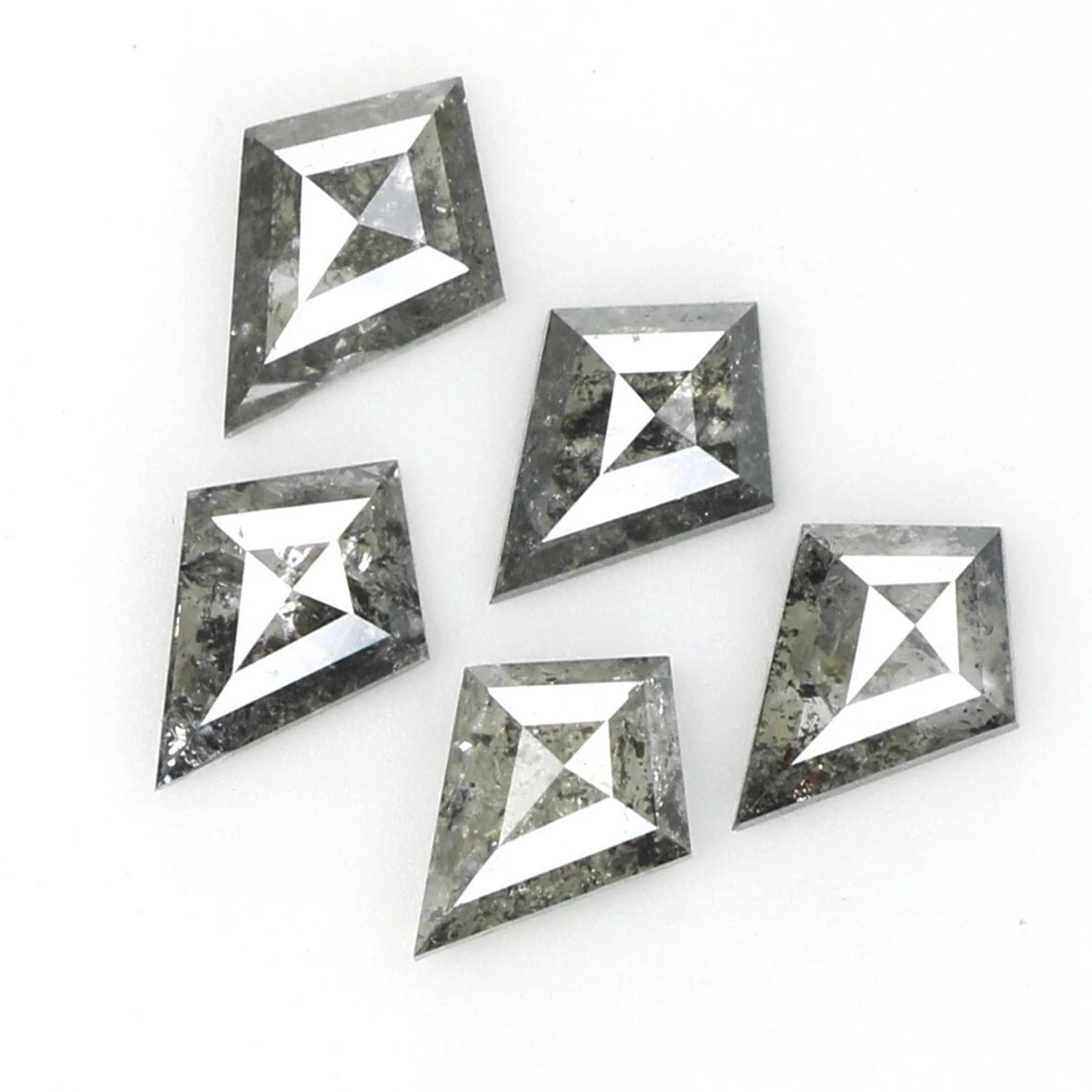 0.71 CT Natural Loose Kite Shape Diamond Salt And Pepper Kite Rose Cut Diamond 4.55 MM Black Grey Color Kite Shape Rose Cut Diamond QN1604