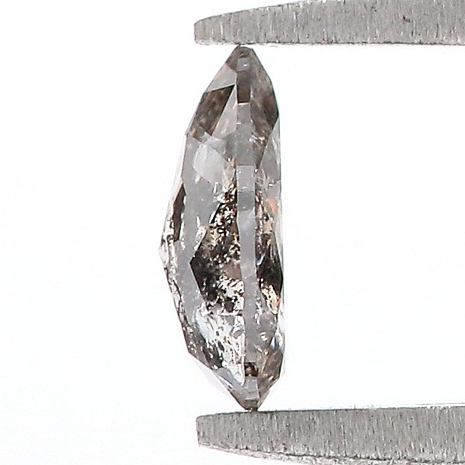 0.48 Ct Natural Loose Pear Shape Diamond Salt And Pepper Pear Diamond 6.65 MM Natural Black Grey Color Pear Rose Cut Diamond QN976