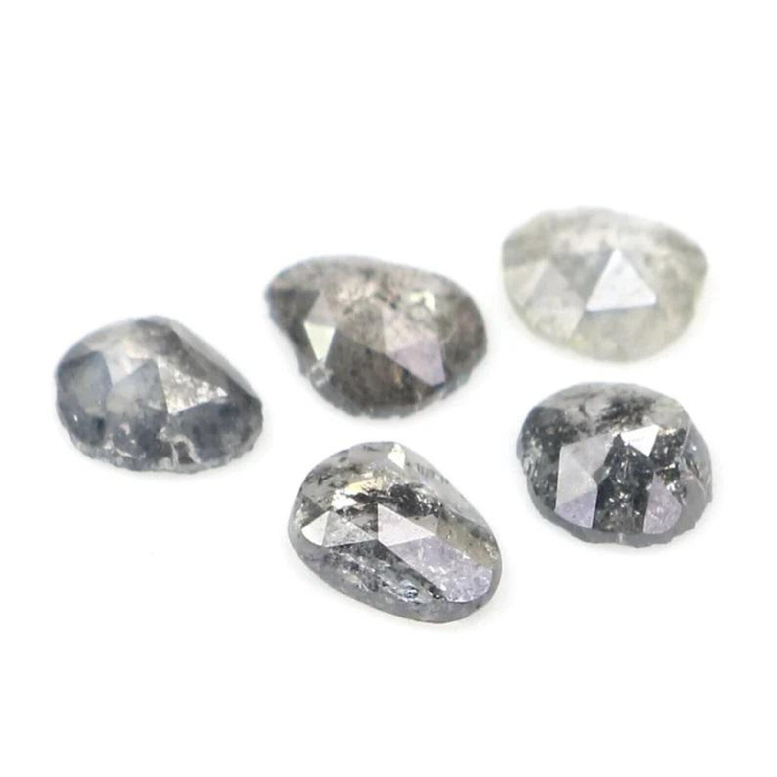 0.82 CT Natural Loose Slice Shape Diamond Salt And Pepper Slice Cut Diamond 4.60 MM Natural Black Grey Color Slice Rose Cut Diamond NQ2145