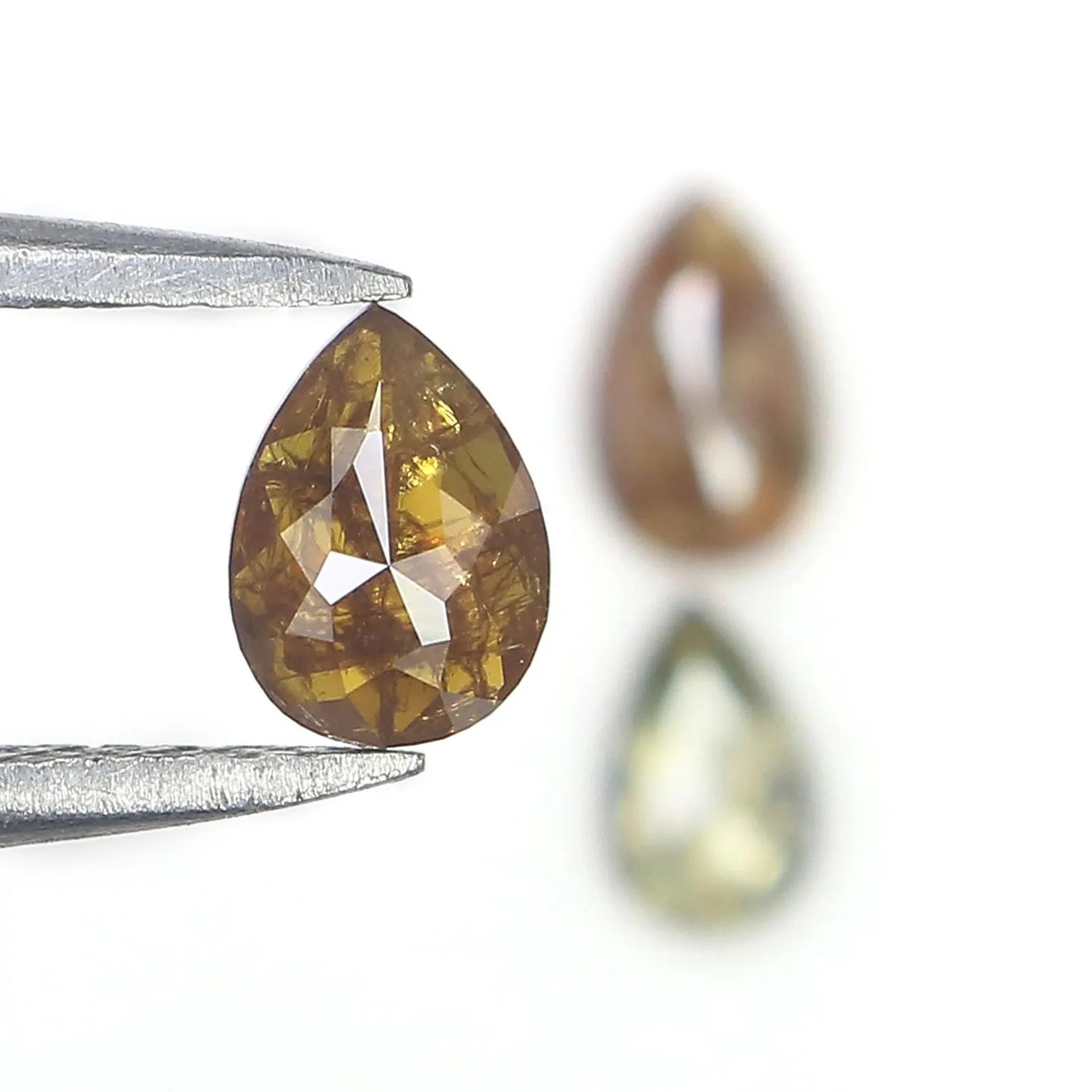 1.07 Ct Natural Loose Pear Shape Diamond Brown Green Color Pear Cut Diamond 5.30 MM Natural Brown Green Color Pear Rose Cut Diamond NQ1053