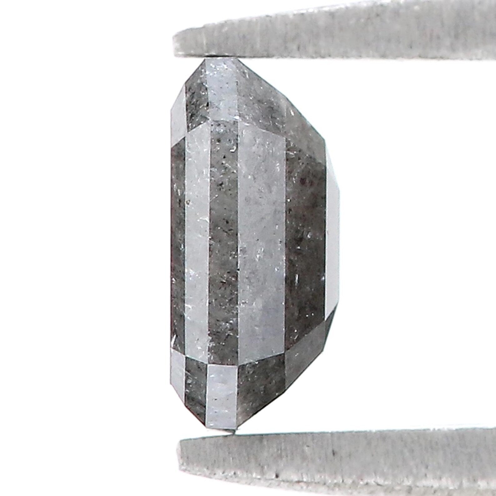 0.85 CT Natural Loose Emerald Shape Diamond Salt And Pepper Emerald Cut Diamond 6.35 MM Black Grey Color Emerald Rose Cut Diamond QN2068