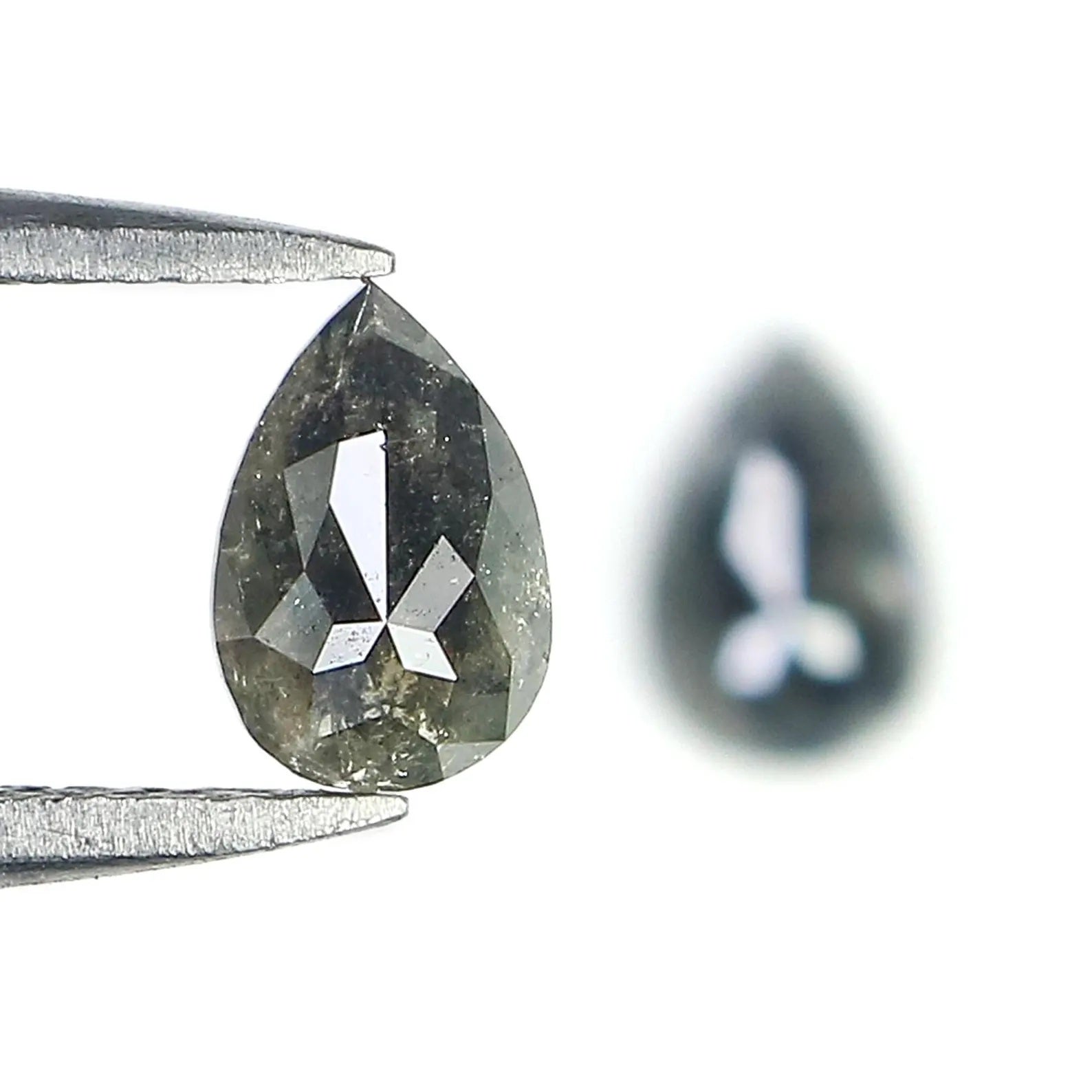 0.87 CT Natural Loose Pear Shape Diamond Salt And Pepper Diamond 6.35 MM Natural Loose Diamond Black Grey Color Pear Rose Cut Diamond NQ2279
