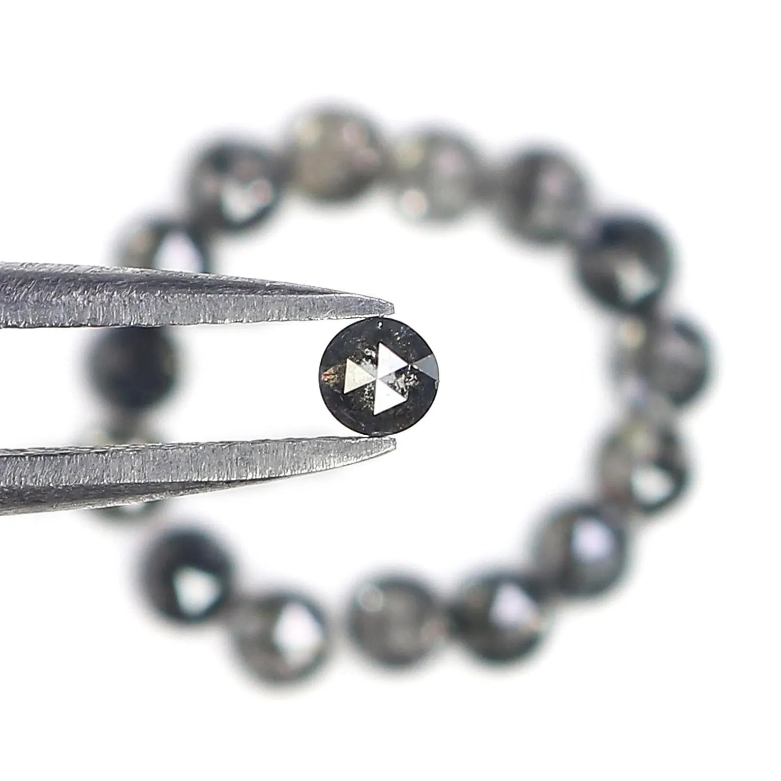 1.50 CT Natural Loose Rose Cut Diamond Salt And Pepper Diamond 2.70 MM Natural Loose Diamond Black Grey Color Round Rose Cut Diamond NQ1793