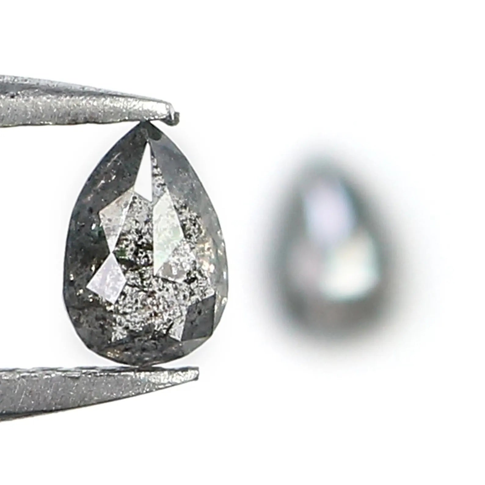 0.42 CT Natural Loose Pear Cut Pair Diamond Salt And Pepper Pear Shape Diamond 4.70 MM Natural Black Grey Color Pear Rose Cut Diamond NQ2306