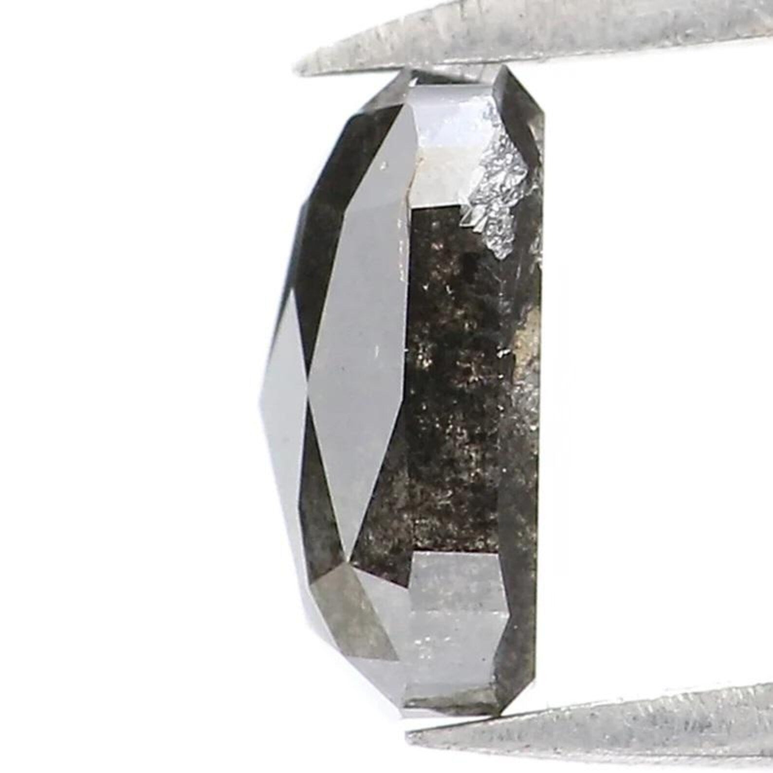 0.73 CT Natural Loose Emerald Shape Diamond Salt And Pepper Emerald Diamond 5.70 MM Natural Black Grey Color Emerald Rose Cut Diamond NQ9125