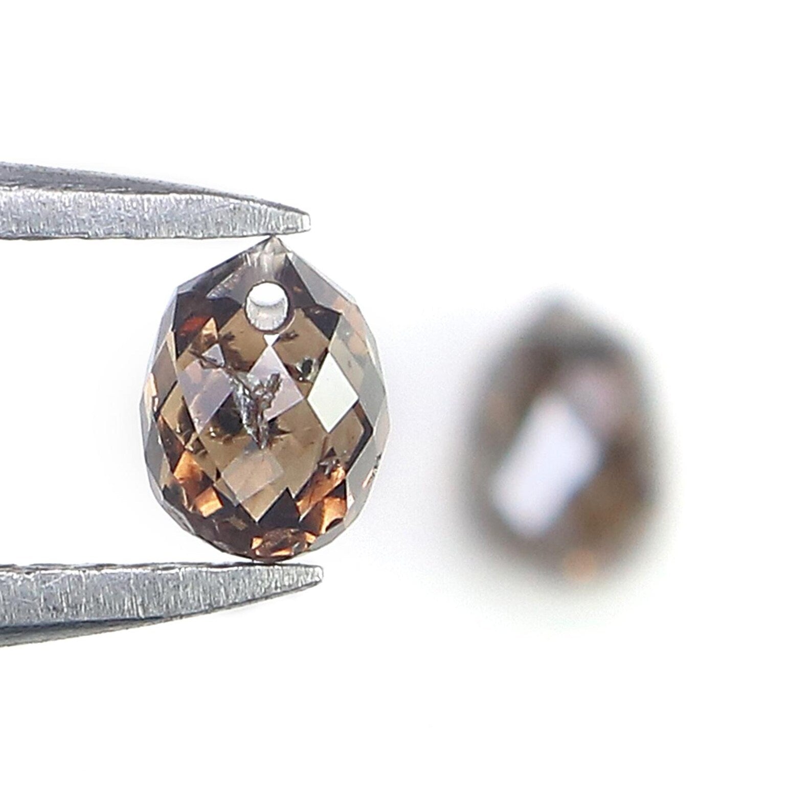 1.06 CT Natural Loose Drop Shape Pair Diamond Brown Color briolette Diamond 4.70 MM Natural Diamond Brown Color Drop Rose Cut Diamond NQ839