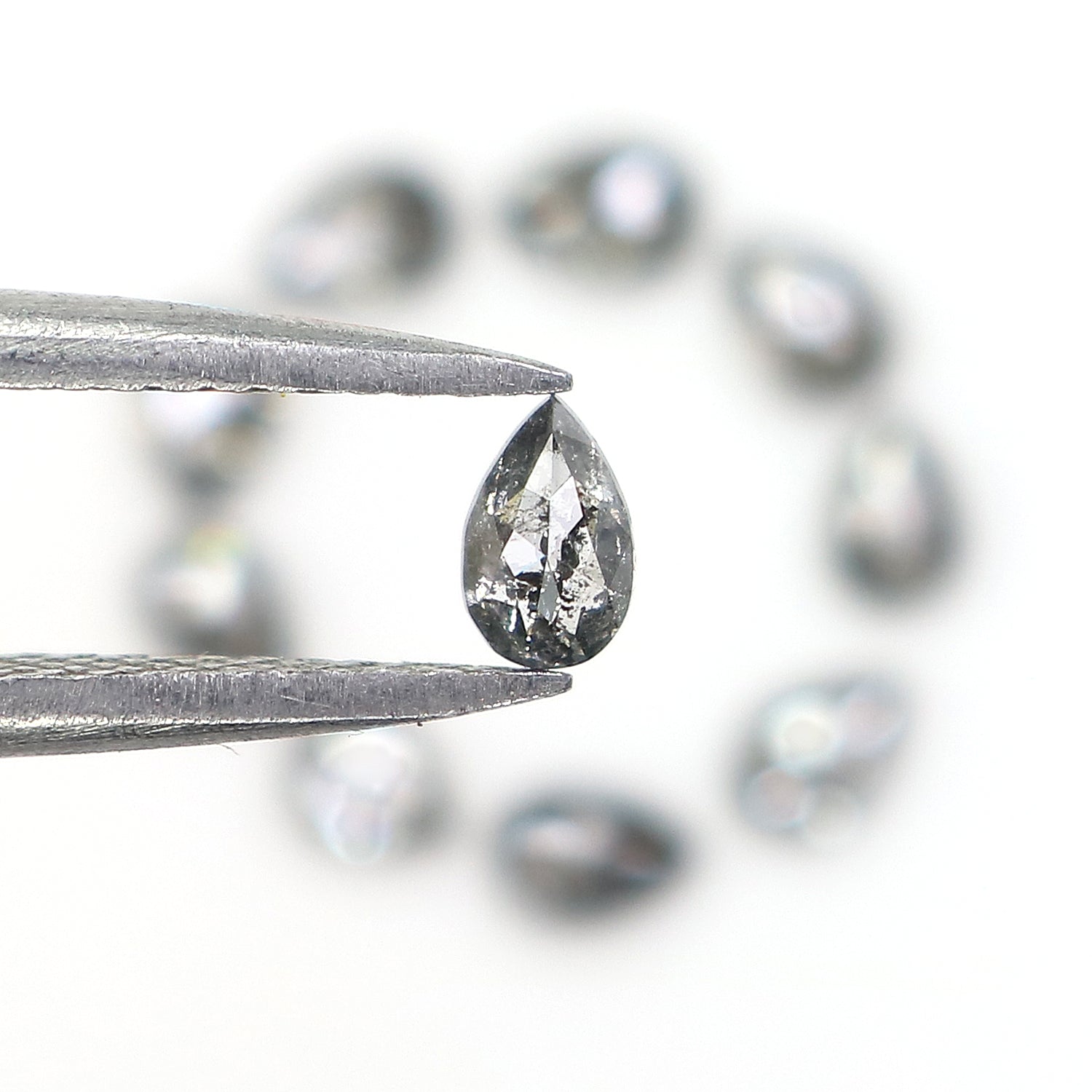 1.19 CT Natural Loose Pear Shape Diamond Salt And Pepper Pear Diamond 3.55 MM Natural Loose Black Grey Color Pear Rose Cut Diamond QL1294