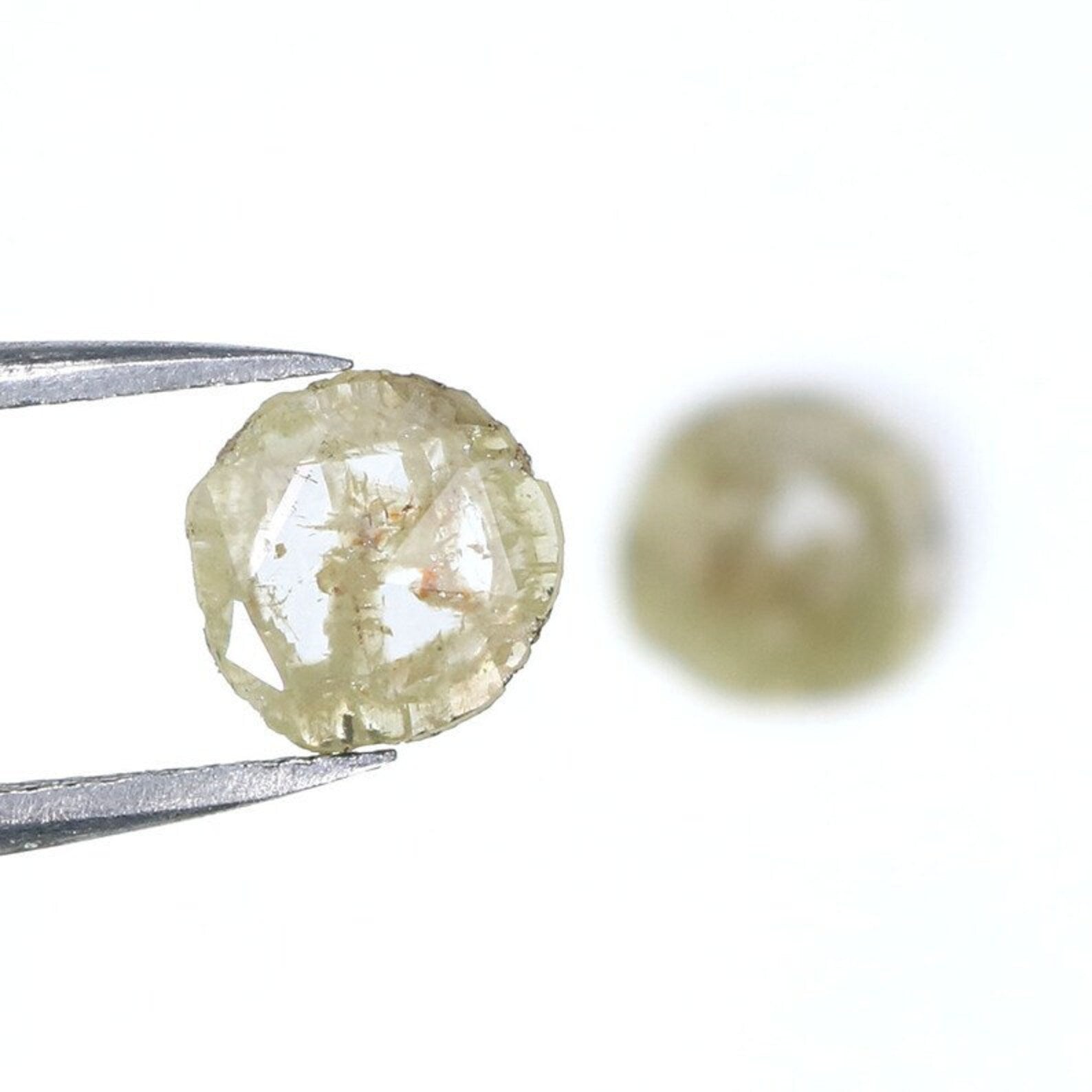 1.24 Ct Natural Loose Slice Shape Diamond Yellow Grey Color Slice Diamond 7.85 MM Natural Yellow Grey Color Slice Rose Cut Diamond NQ1991