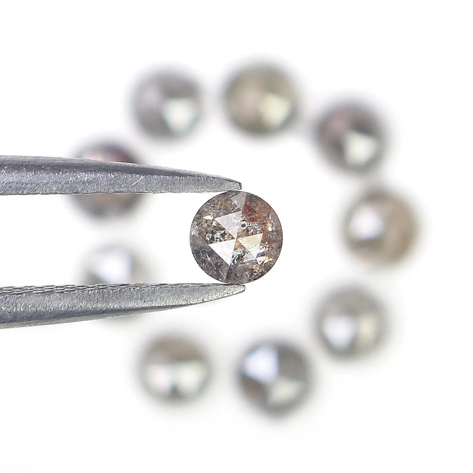 2.09 Ct Natural Loose Round Shape Diamond Salt And Pepper Round Cut Diamond 3.55 MM Natural Black Grey Color Round Rose Cut Diamond NQ2084