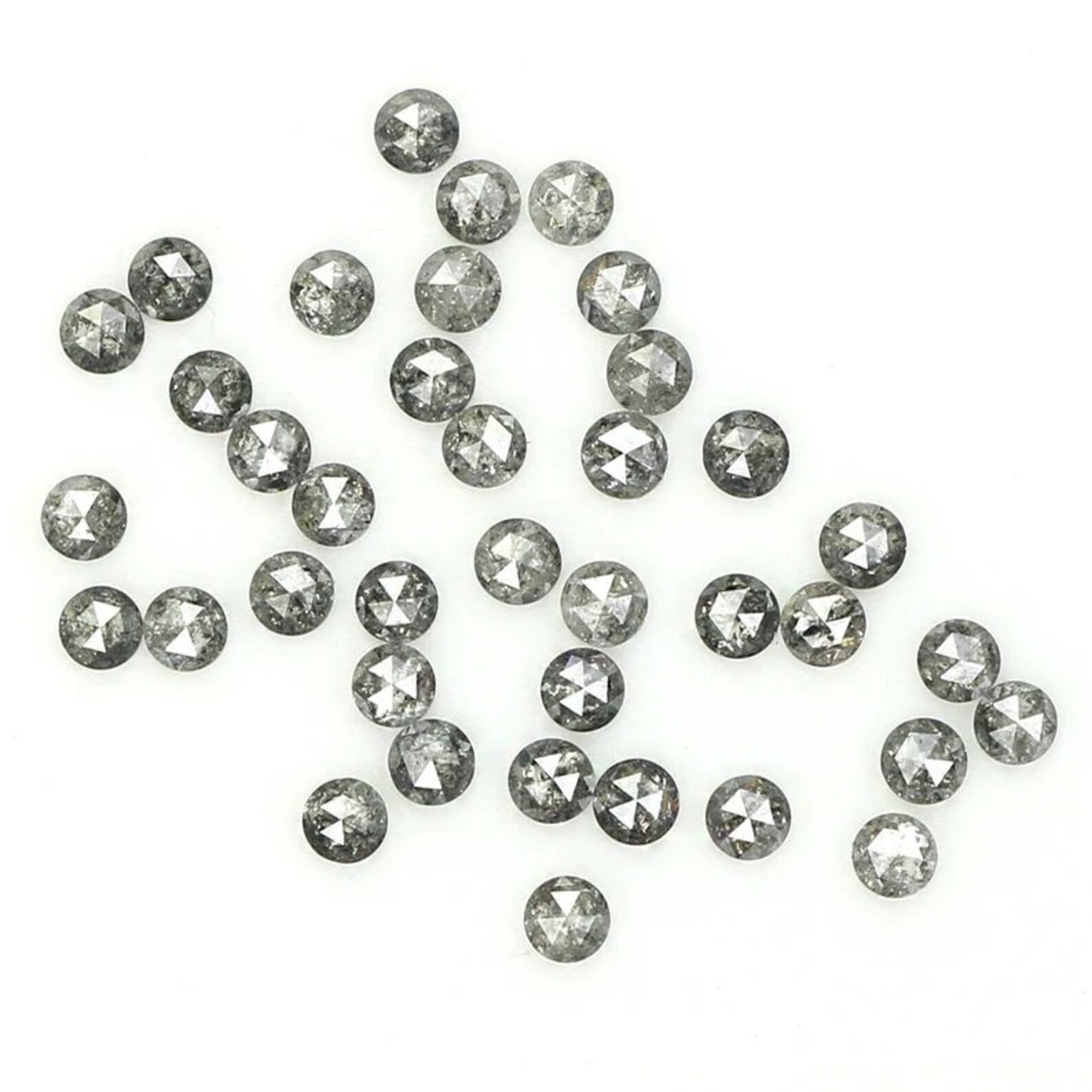 0.95 CT Natural Loose Round Shape Diamond Salt And Pepper Round Cut Diamond 1.70 MM Natural Black Grey Color Round Rose Cut Diamond NQ1608