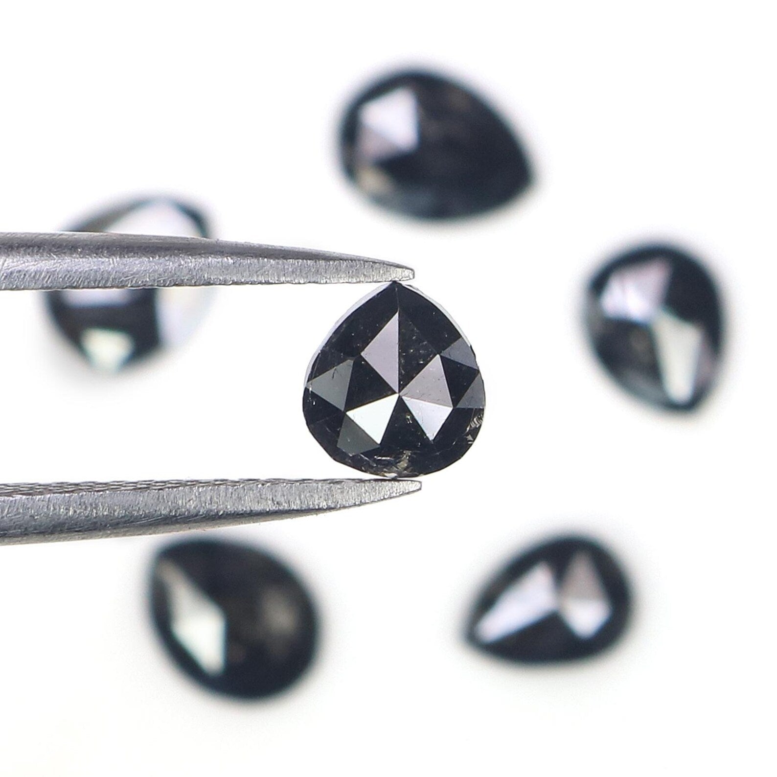 2.43 CT Natural Loose Pear Shape Diamond Black Color Pear Diamond 5.35 MM Natural Loose Diamond Black Color Pear Rose Cut Diamond NQ1691
