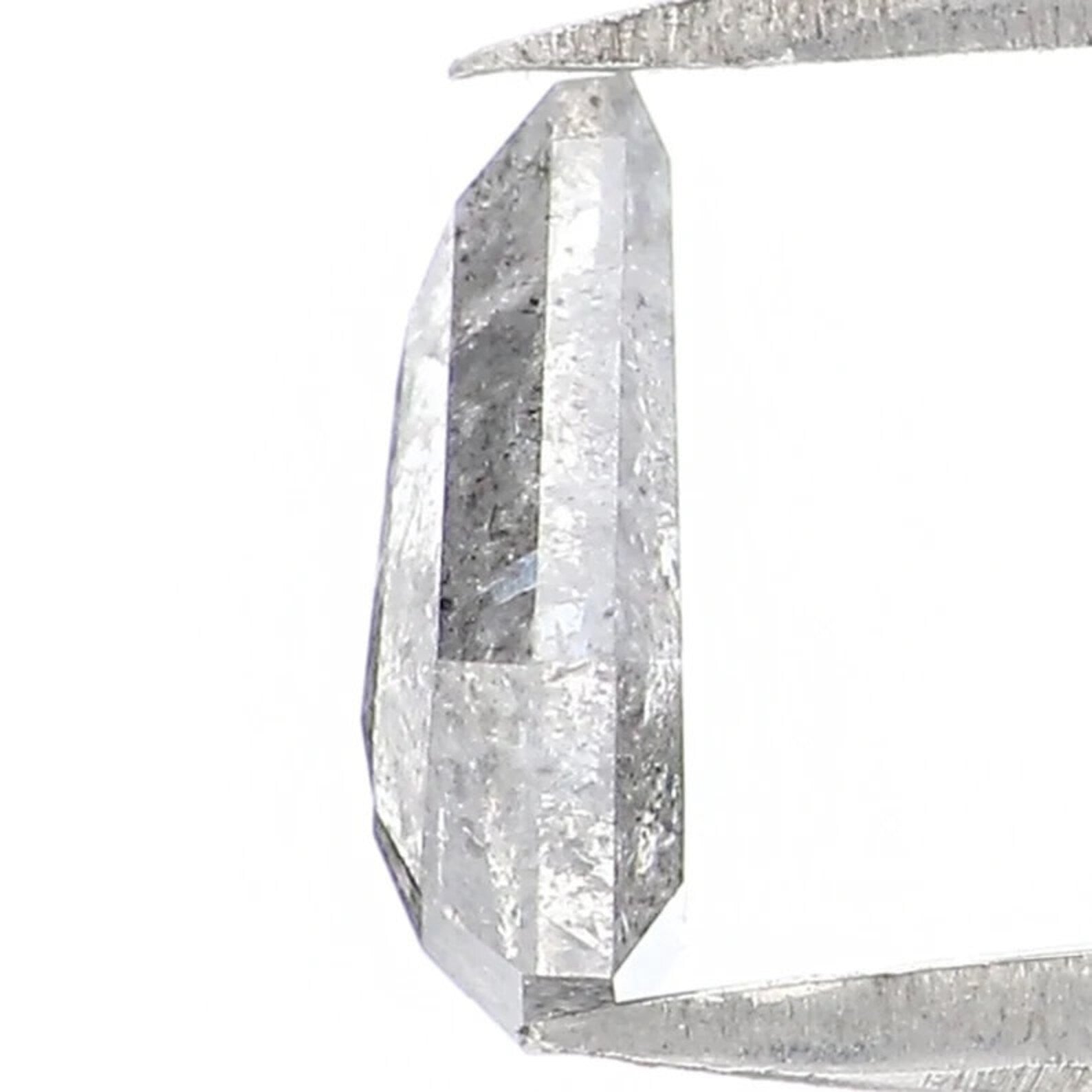 0.61 CT Natural Loose Coffin Shape Diamond Salt And Pepper Coffin Diamond 6.20 MM Natural Black Gray Color Coffin Rose Cut Diamond QN1888