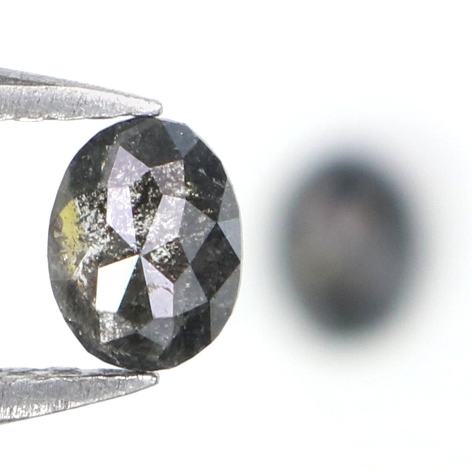 Natural Loose Oval Diamond, Salt And Pepper Oval Diamond, Natural Loose Diamond, Oval Rose Cut Diamond, 0.38 CT Oval Shape Diamond KDN2293