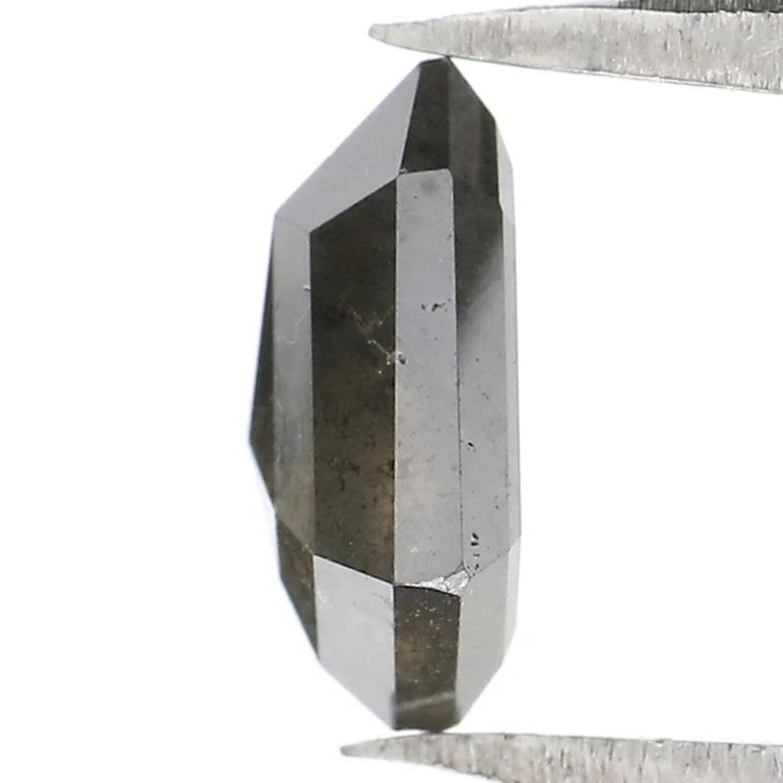0.98 CT Natural Loose Shield Shape Diamond Salt And Pepper Shield Diamond 7.00 MM Natural Black Grey Color Shield Rose Cut Diamond NQ9367