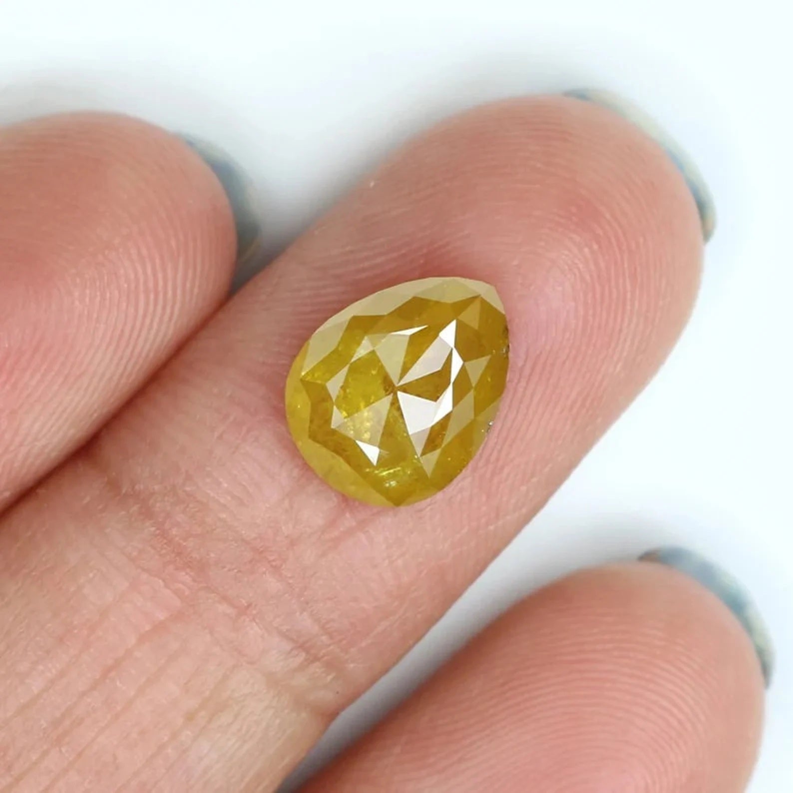 1.56 Ct Natural Loose Pear Shape Diamond Yellow Color Pear Diamond 8.90 MM Natural Loose Diamond Yellow Color Pear Rose Cut Diamond QN323