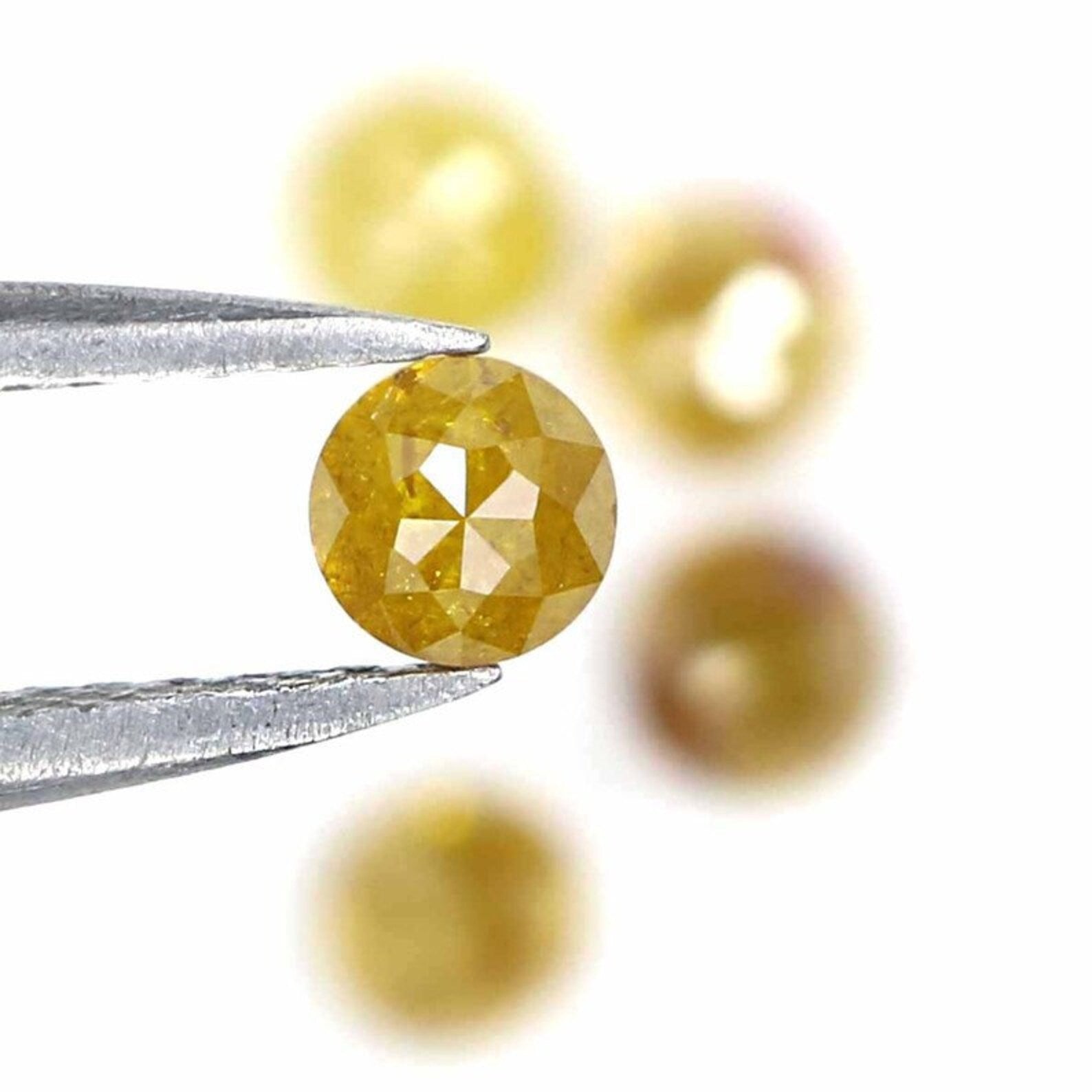 1.47 CT Natural Loose Round Shape Diamond Yellow Color Round Cut Diamond 3.50 MM Natural Diamond Yellow Color Round Rose Cut Diamond NQ655