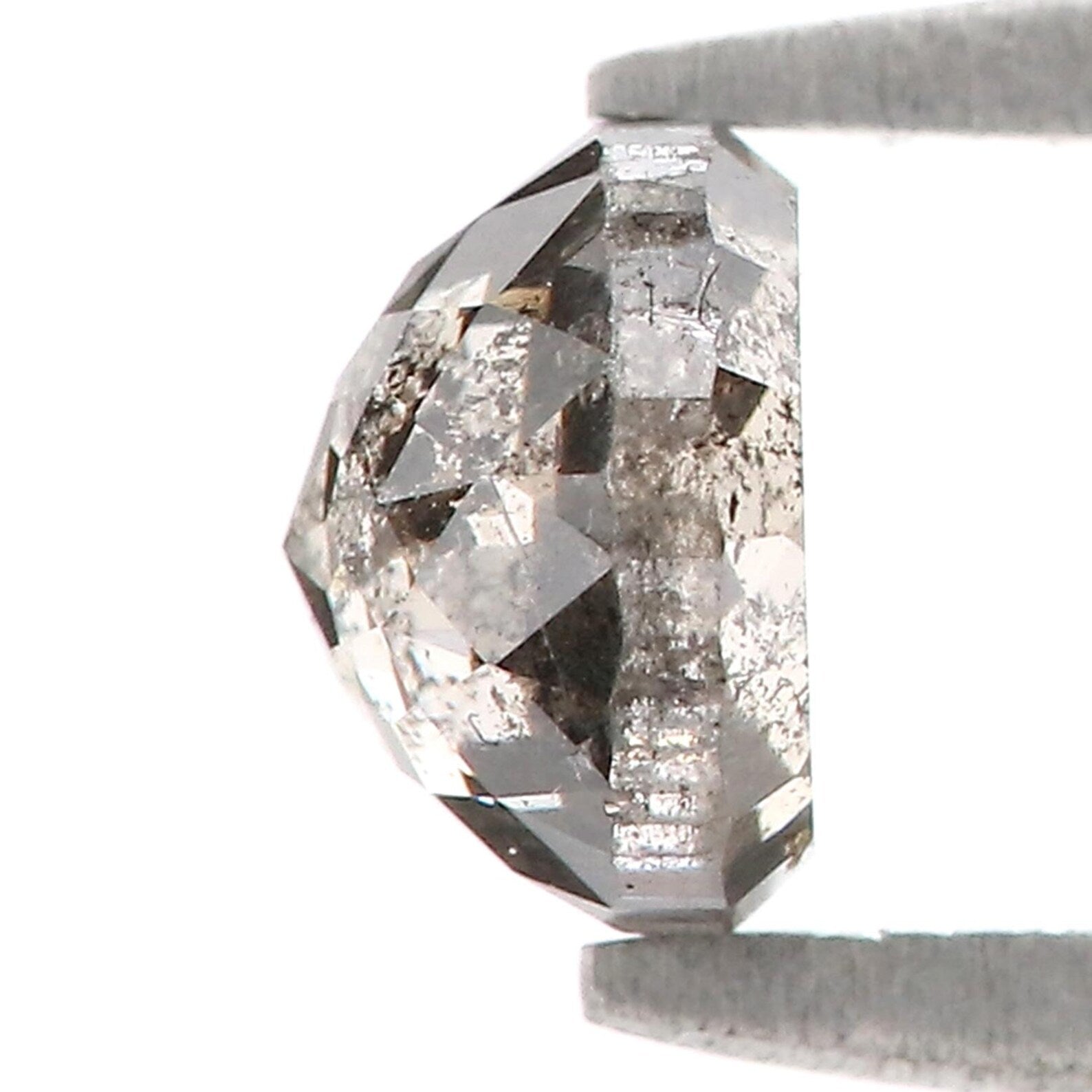 0.85 Ct Natural Loose Round Shape Diamond Salt And Pepper Round Cut Diamond 5.30 MM Natural Black Gray Color Round Rose Cut Diamond NQ9686