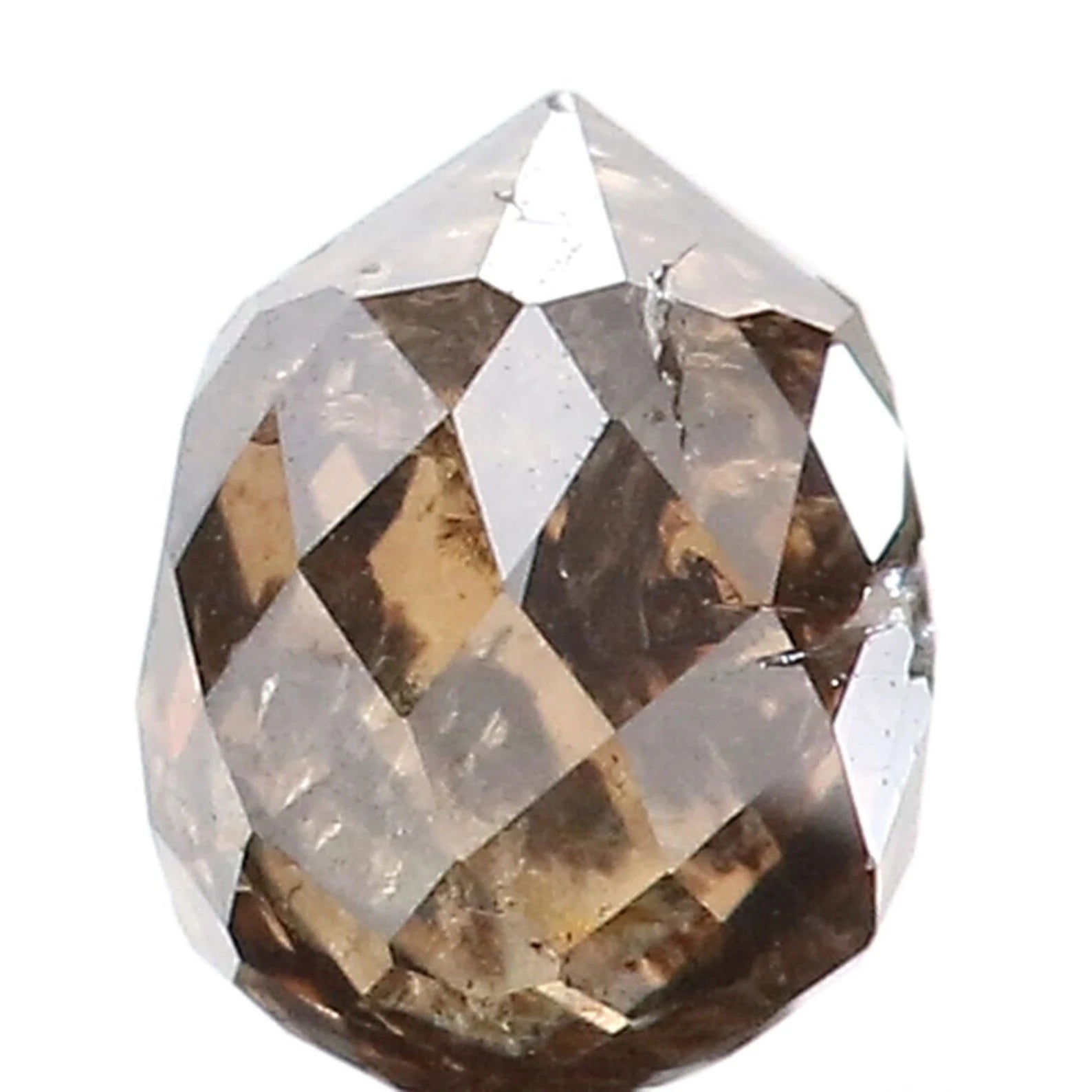 0.98 Ct Natural Loose Drop Shape Diamond Black Brown Color Briolette Cut Diamond 5.65 MM Natural Loose Diamond Drop Shape Diamond NQ462