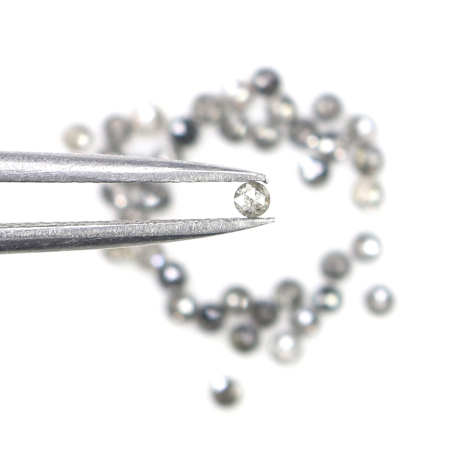 1.42 CT Natural Loose Round Shape Diamond Salt And Pepper Diamond 1.85 MM Natural Diamond Black Grey Color Round Rose Cut Diamond NQ2494