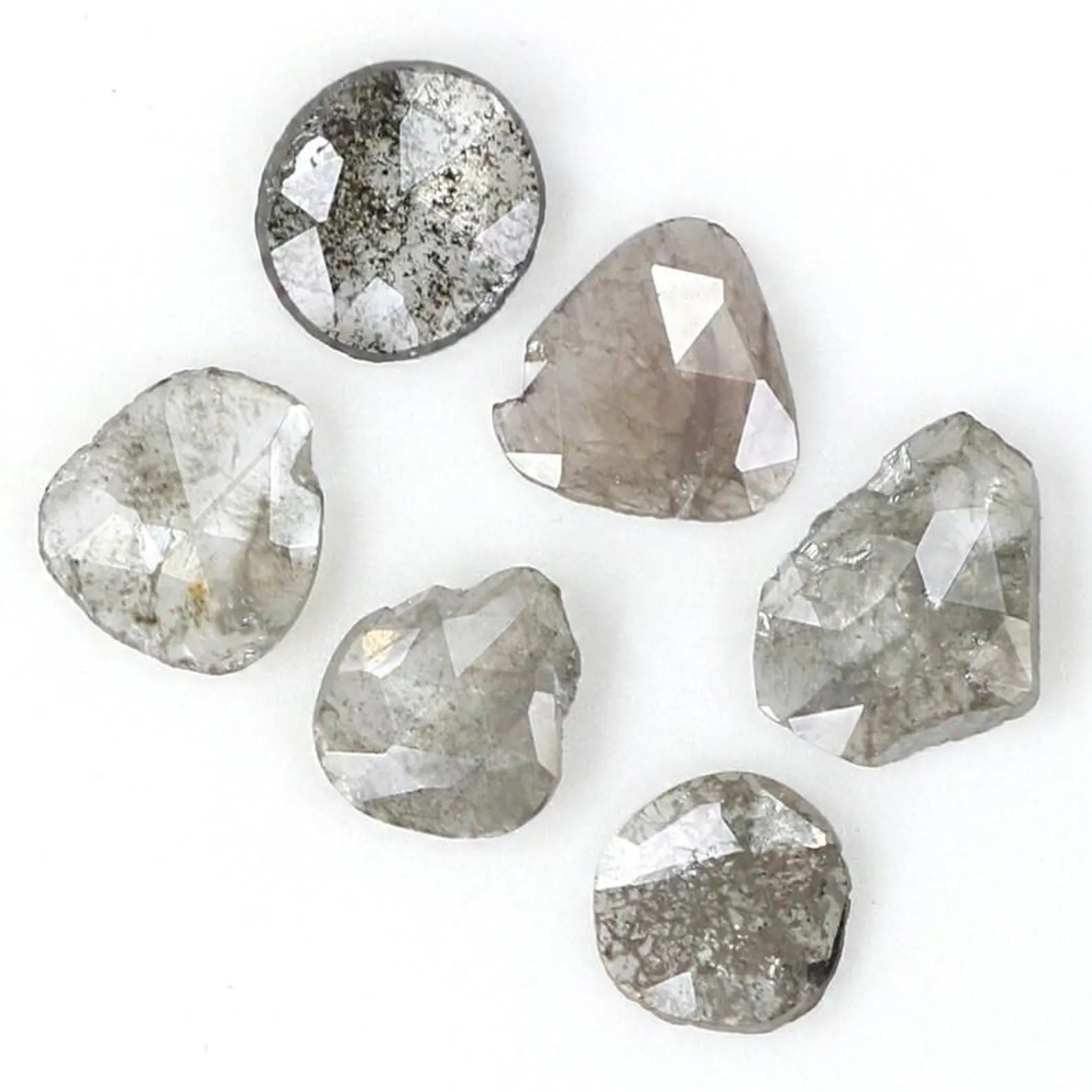 0.75 CT Natural Loose Slice Shape Diamond Salt And Pepper Irregular Cut Diamond 3.60 MM Black Grey Color Slice Shape Rose Cut Diamond NQ1645