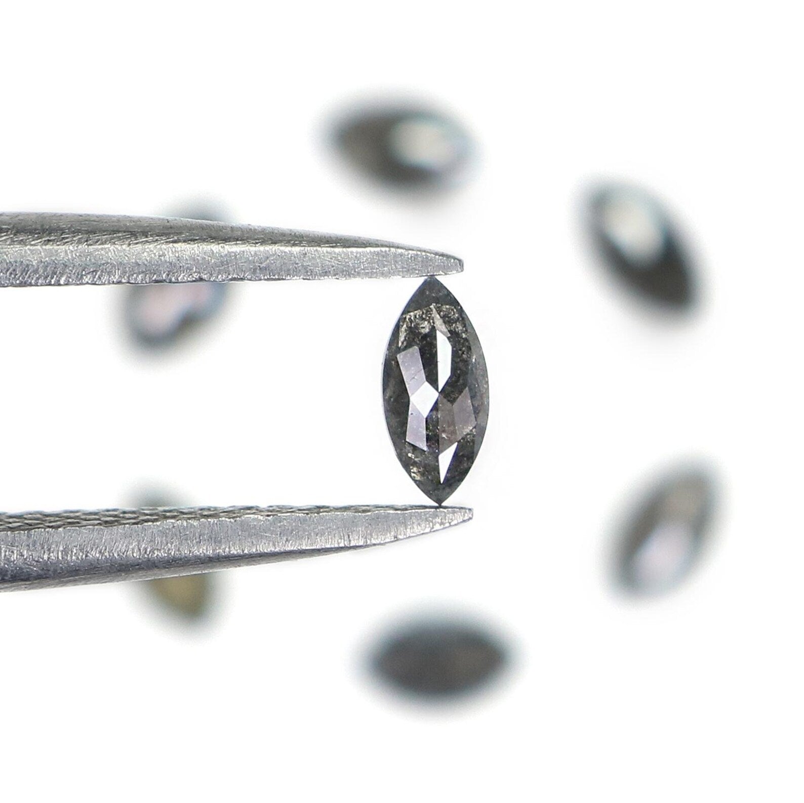 0.73 Ct Natural Loose Marquise Shape Diamond Salt And Pepper Marquise Diamond 4.80 MM Black Grey Color Marquise Rose Cut Diamond NQ2269