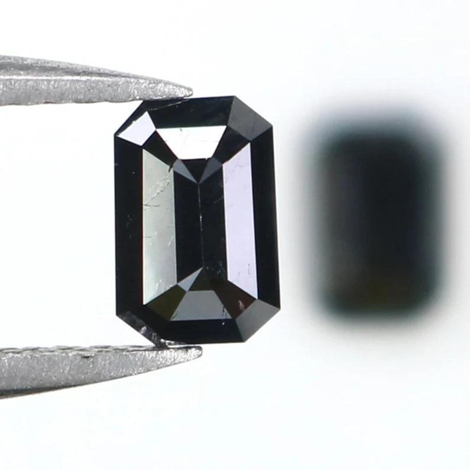 0.74 CT Natural Loose Emerald Shape Pair Diamond Black Color Emerald Diamond 5.75 MM Natural Black Color Emerald Rose Cut Diamond NQB2265