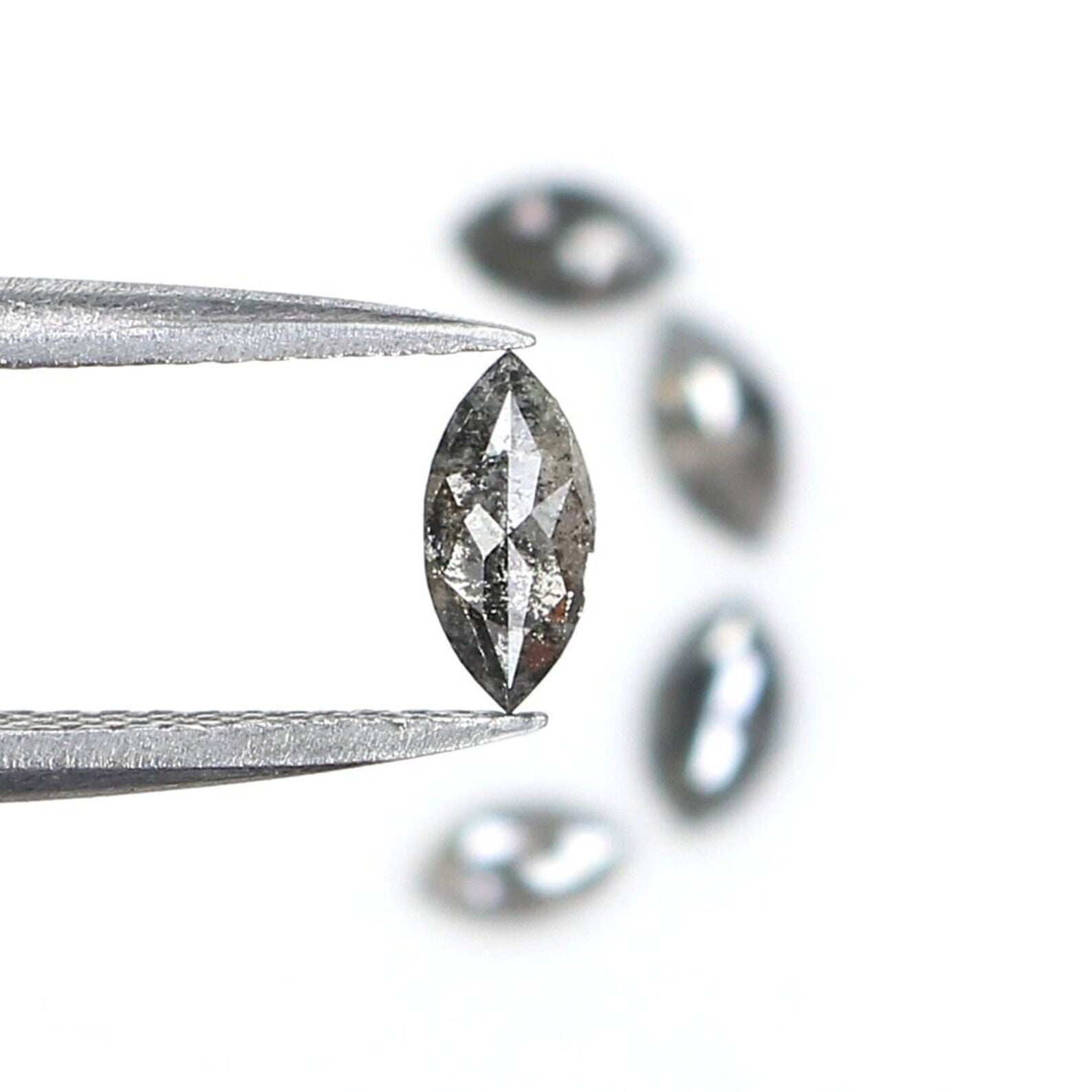 0.80 CT Natural Loose Marquise Shape Diamond Salt And Pepper Marquise Cut Diamond 6.30 MM Black Grey Color Marquise Rose Cut Diamond NQ2424