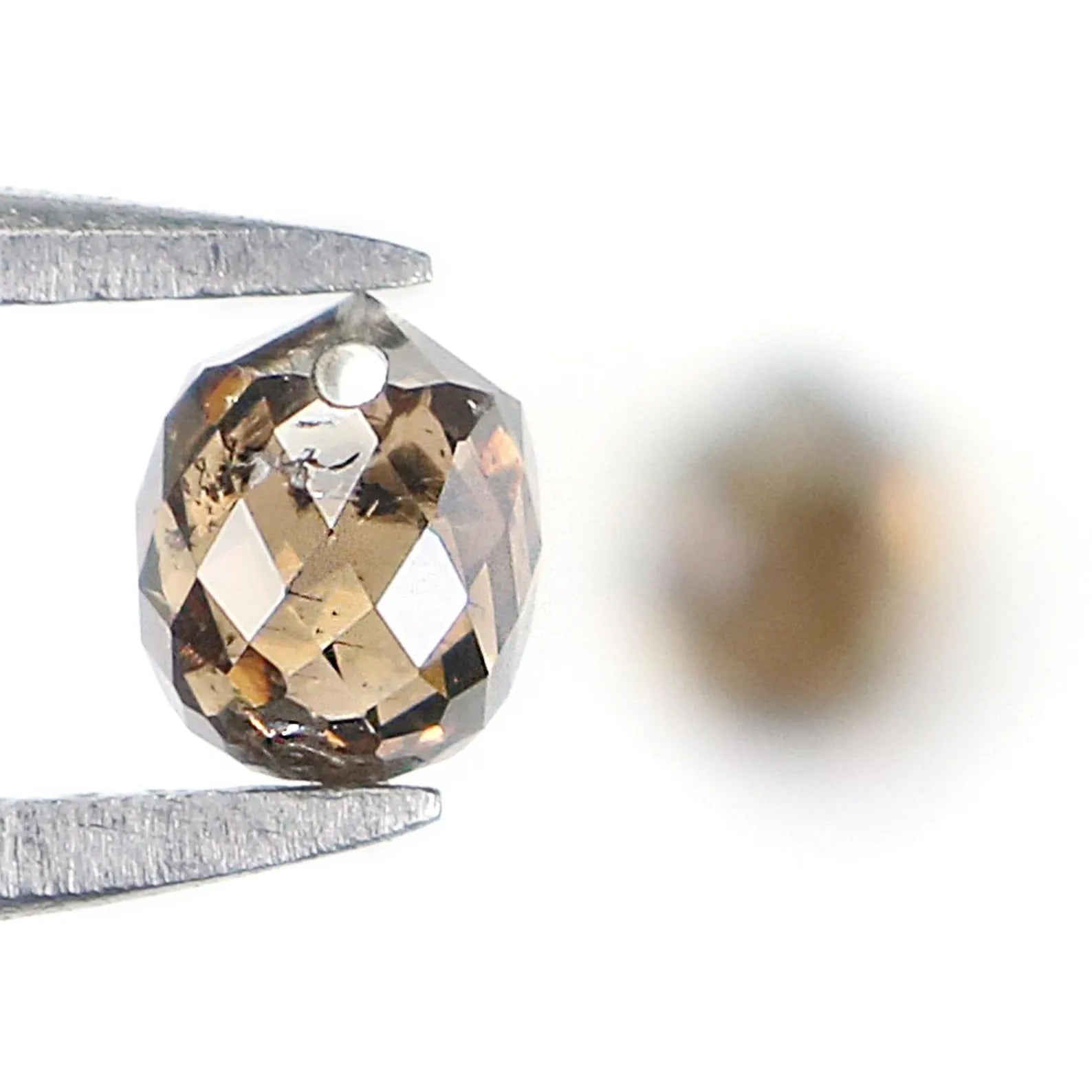 0.93 CT Natural Loose Drop Shape Pair Diamond Brown Color Briolette Diamond 4.30 MM Natural Brown Color Briolette Rose Cut Diamond NQ827