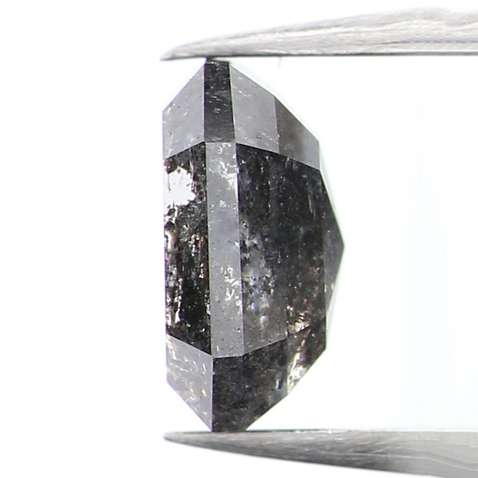 0.63 CT Natural Loose Emerald Shape Diamond Salt And Pepper Emerald Cut Diamond 5.45 MM Black Grey Color Emerald Rose Cut Diamond NQ1372