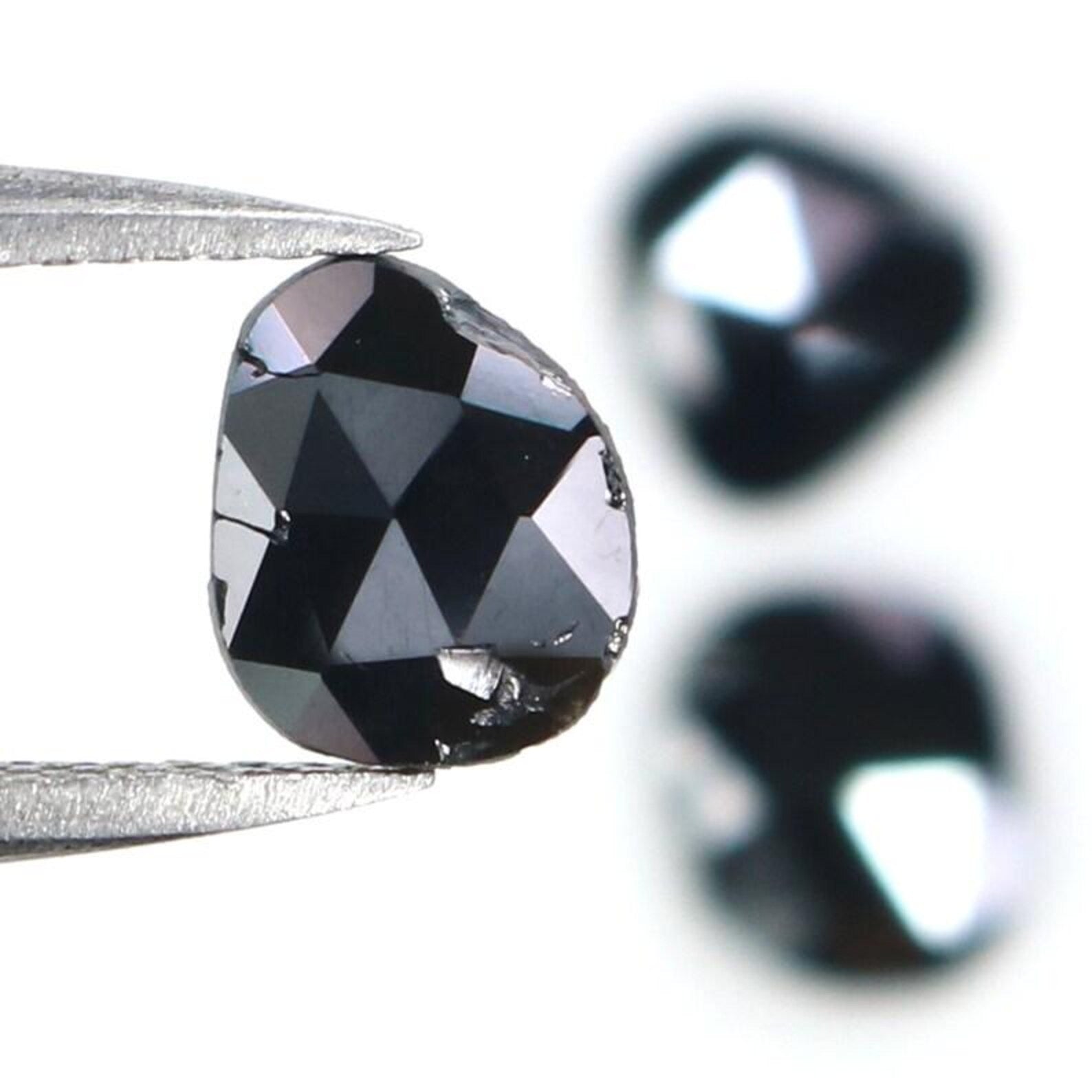 1.14 CT Natural Loose Slice Shape Diamond Black Color Irregular Diamond 6.50 MM Natural Diamond Black Color Slice Rose Cut Diamond NQ2256