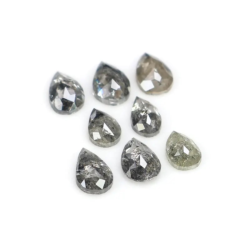 1.23 CT Natural Loose Pear Shape Diamond Salt And Pepper Pear Diamond 3.85 MM Natural Loose Black Gray Color Pear Rose Cut Diamond NQ1894