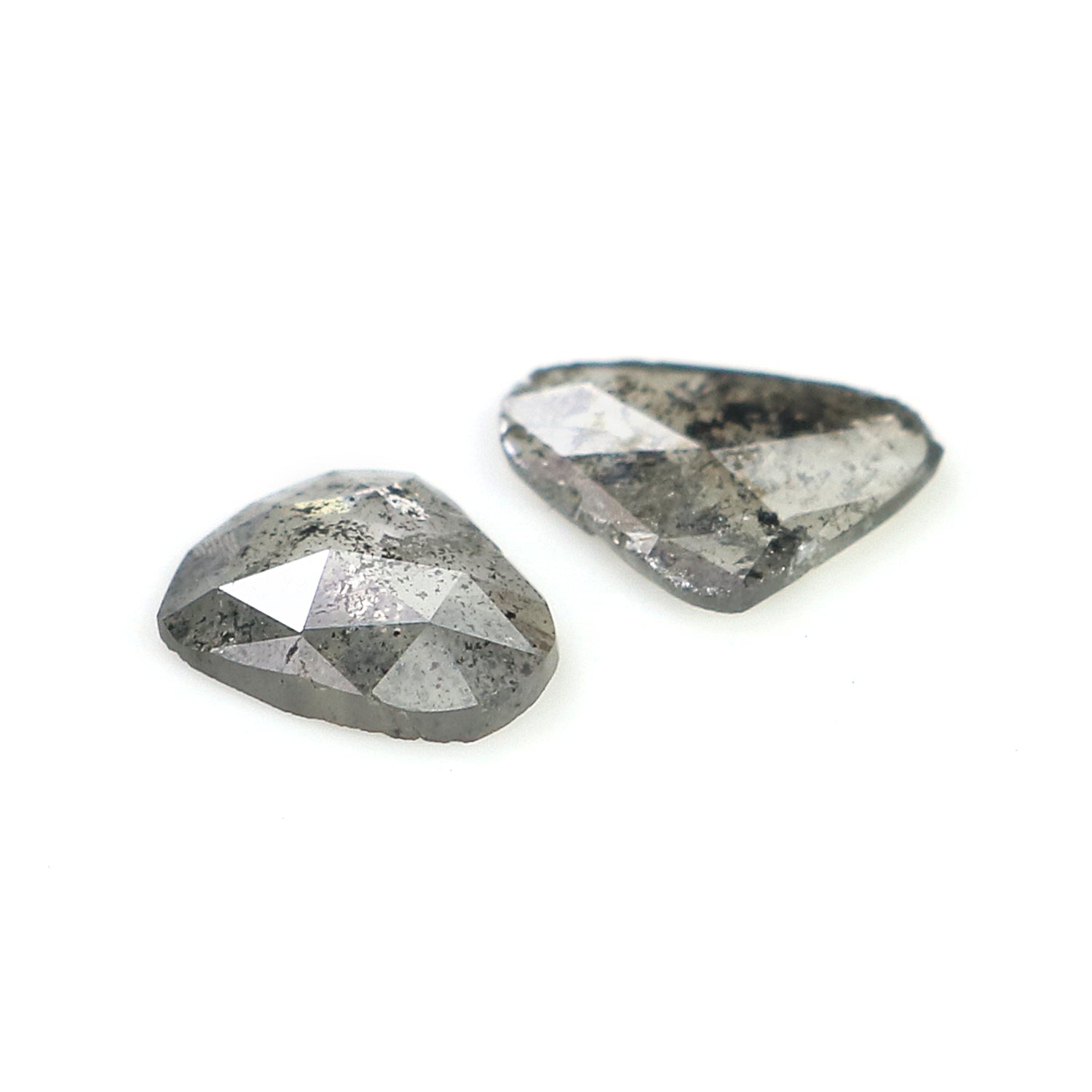 Natural Salt And Pepper Slice Diamond Pair Black Grey Loose Flat Diamond For Custom Galaxy Earrings Rustic Diamond Earring Stone L3622