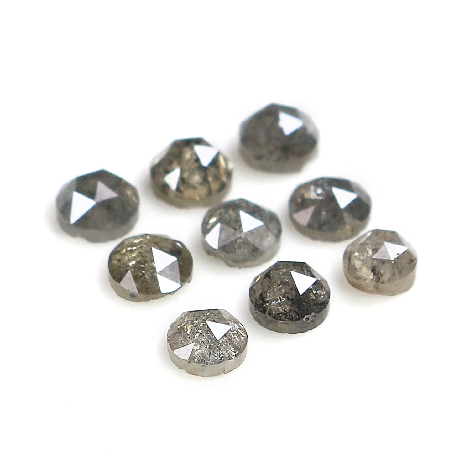 1.34 Ct Natural Loose Round Rose Cut Diamond Salt And Pepper Round Shape Diamond 2.80 MM Natural Black Grey Round Rose Cut Diamond KQ2551