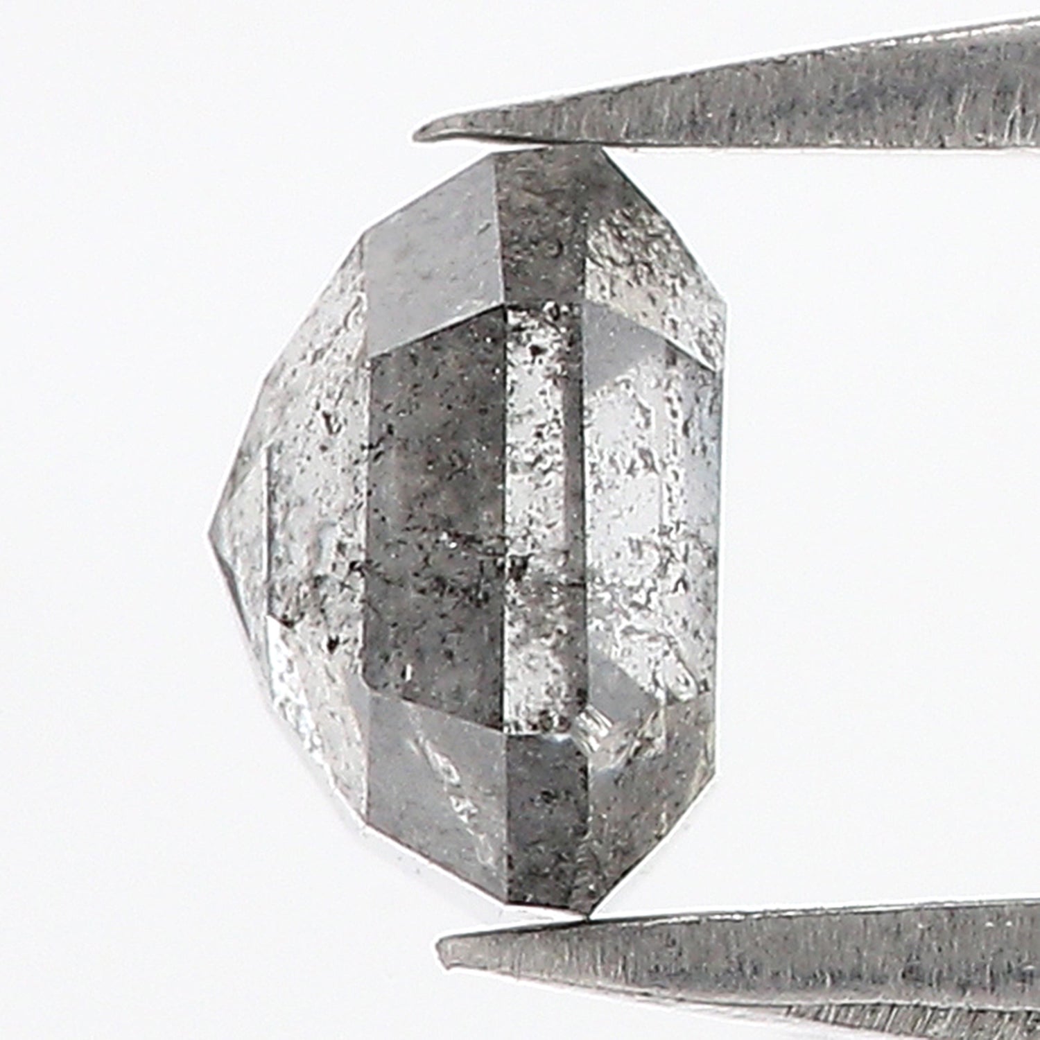 1.05 Ct Natural Loose Emerald Shape Diamond Salt And Pepper Diamond 5.60 MM Natural Diamond Black Grey Color Emerald Rose Cut Diamond QL3062