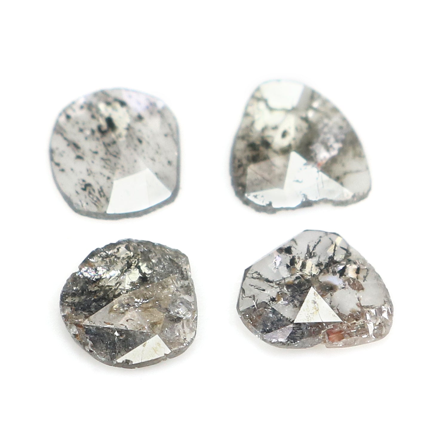 0.94 CT Natural Loose Slice Shape Diamond Salt And Pepper Slice Cut Diamond 5.95 MM Natural Black Grey Diamond Irregular Cut Diamond L3471