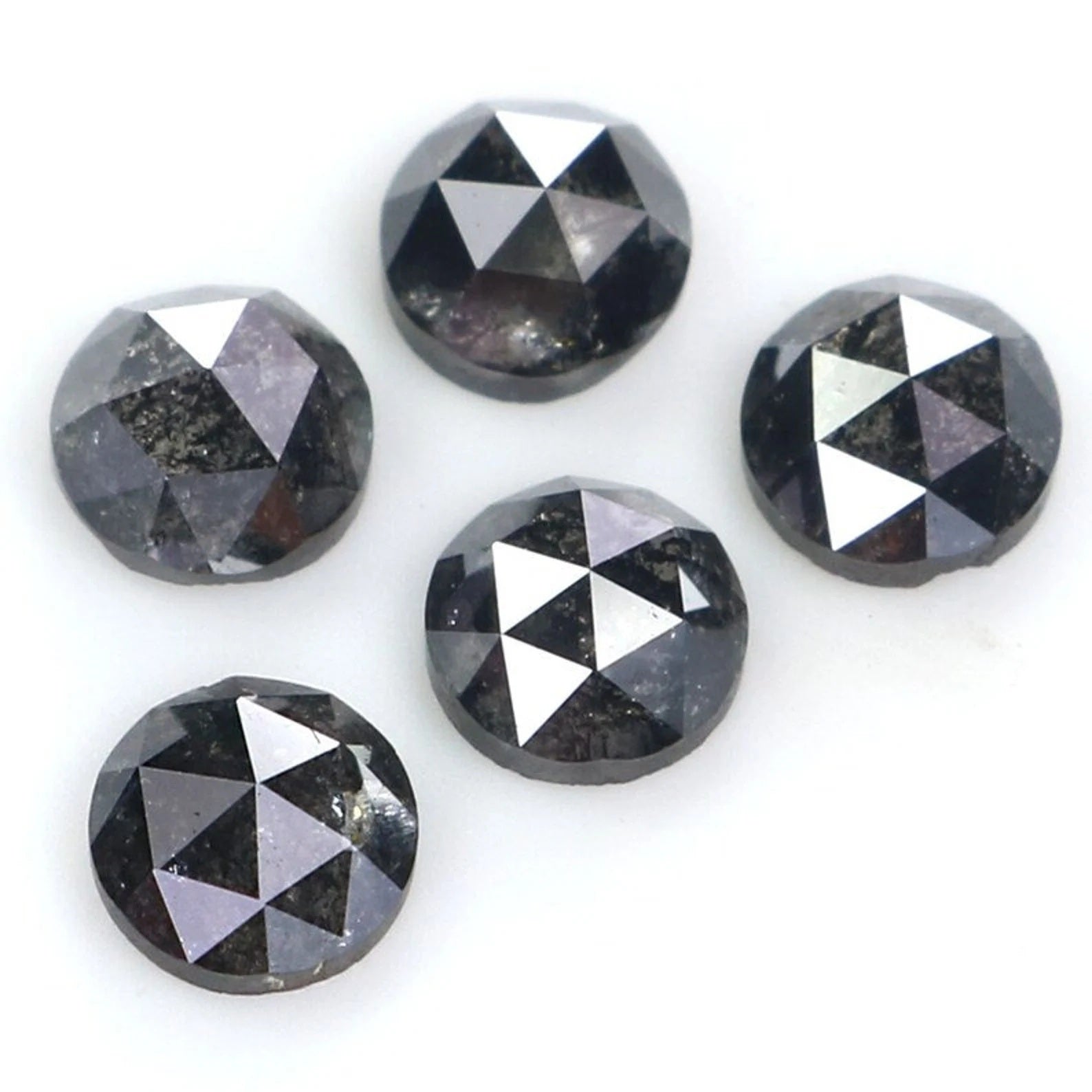 1.29 CT Natural Loose Round Shape Diamond Salt And Pepper Round Cut Diamond 3.70 MM Natural Black Gray Color Round Rose Cut Diamond NQ2070