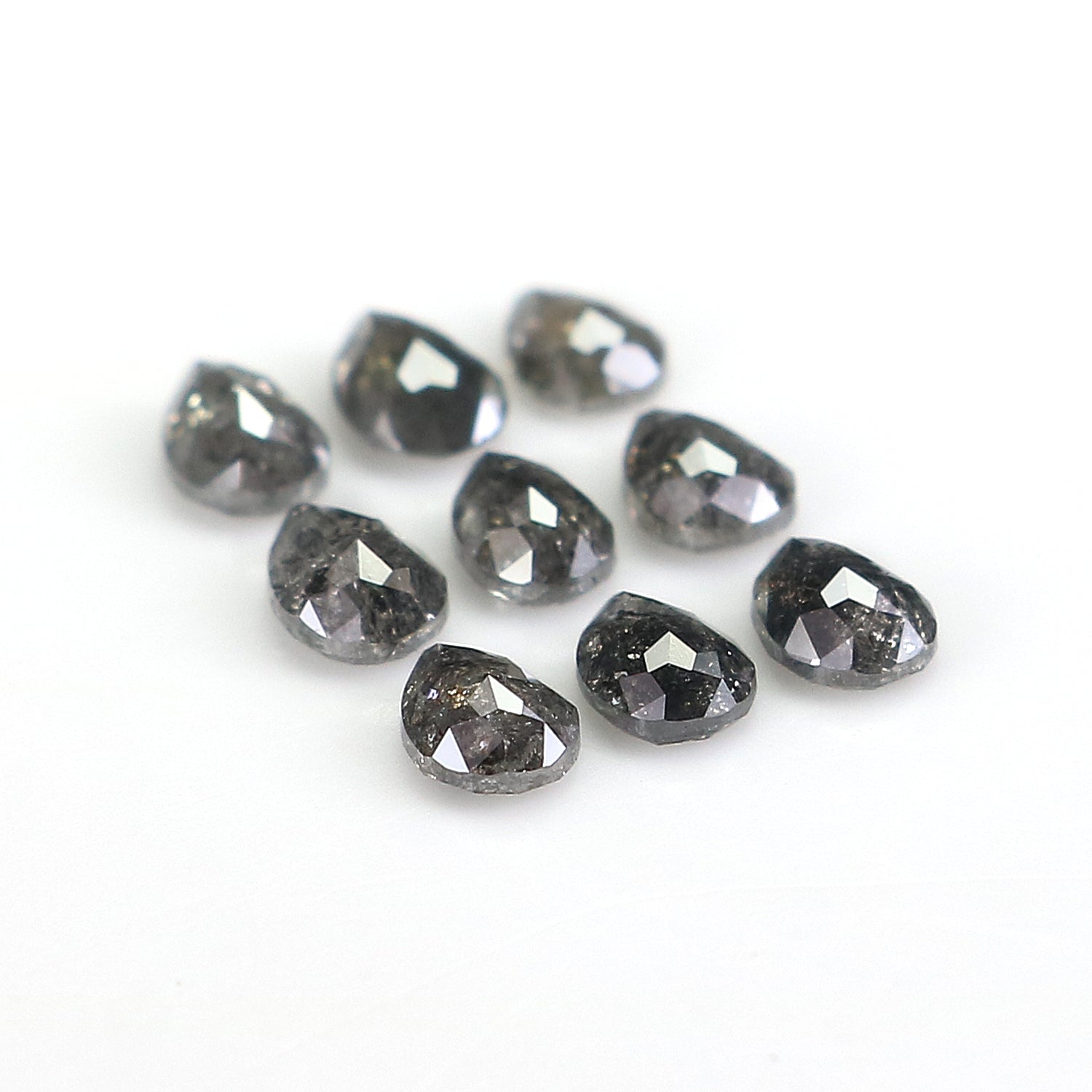 1.13 CT Natural Loose Pear Shape Diamond Salt And Pepper Pear Diamond 3.60 MM Natural Loose Black Grey Color Pear Rose Cut Diamond QL1284